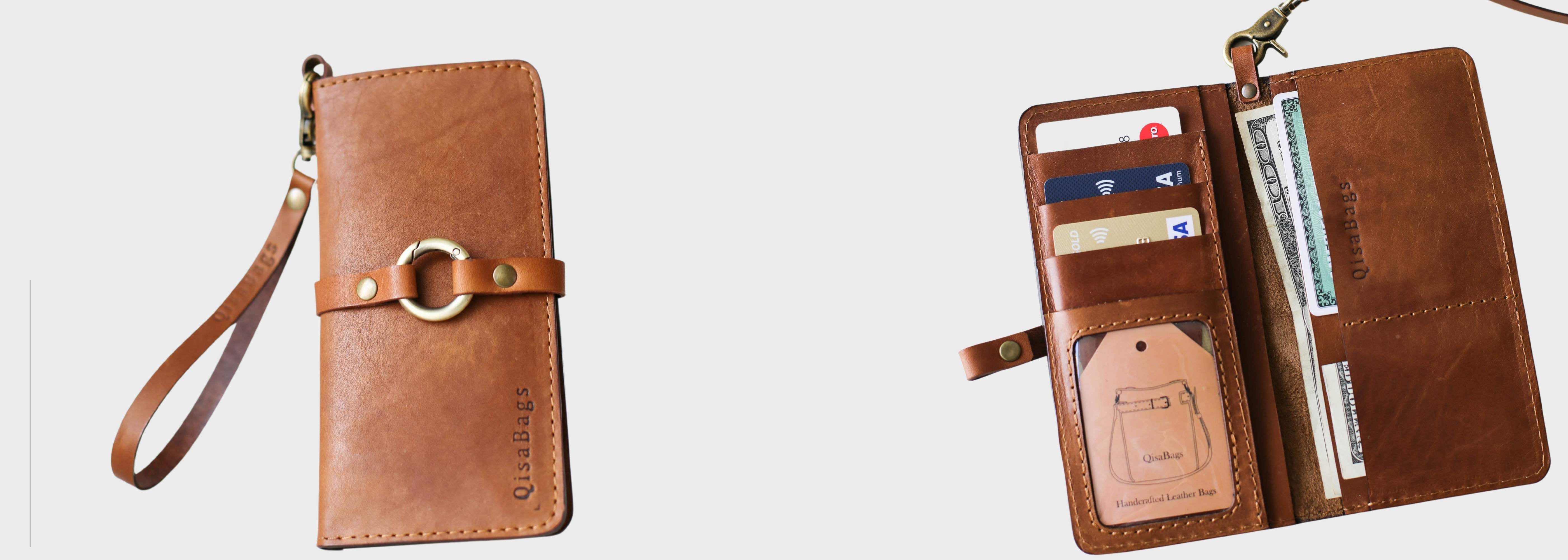 handmade leather wallet womens