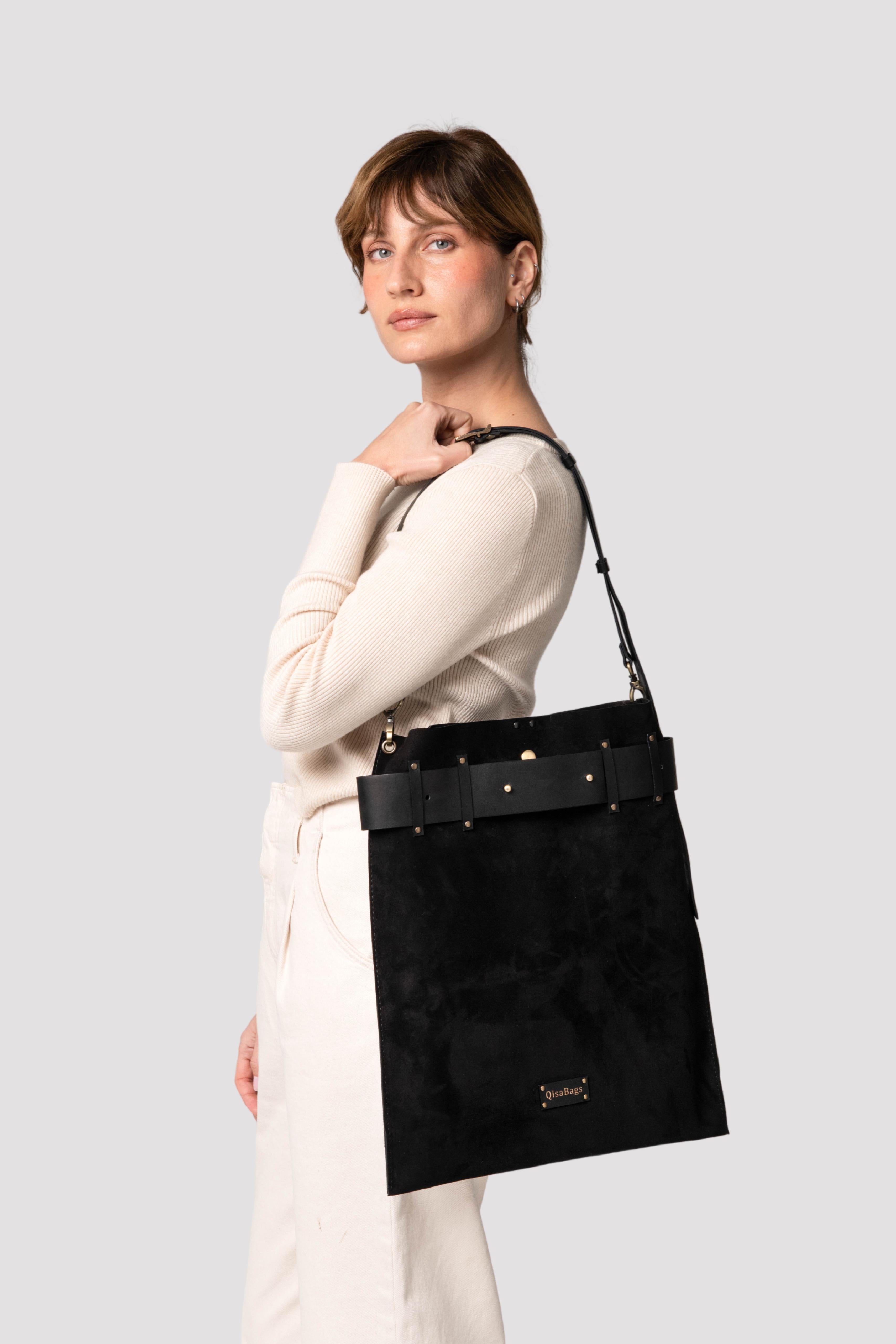 black suede bag