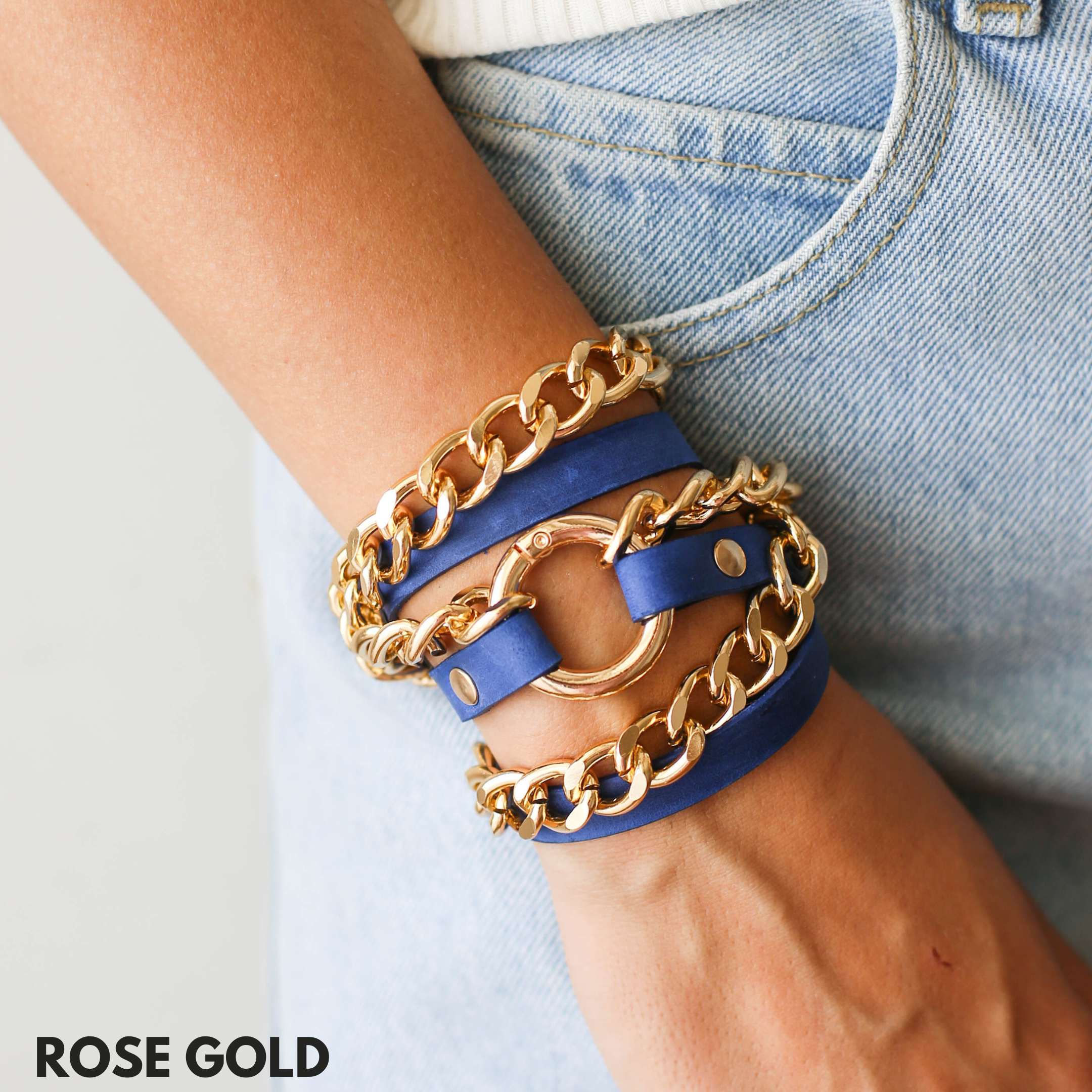 Ring Leather Bracelets with Chain - All Colors