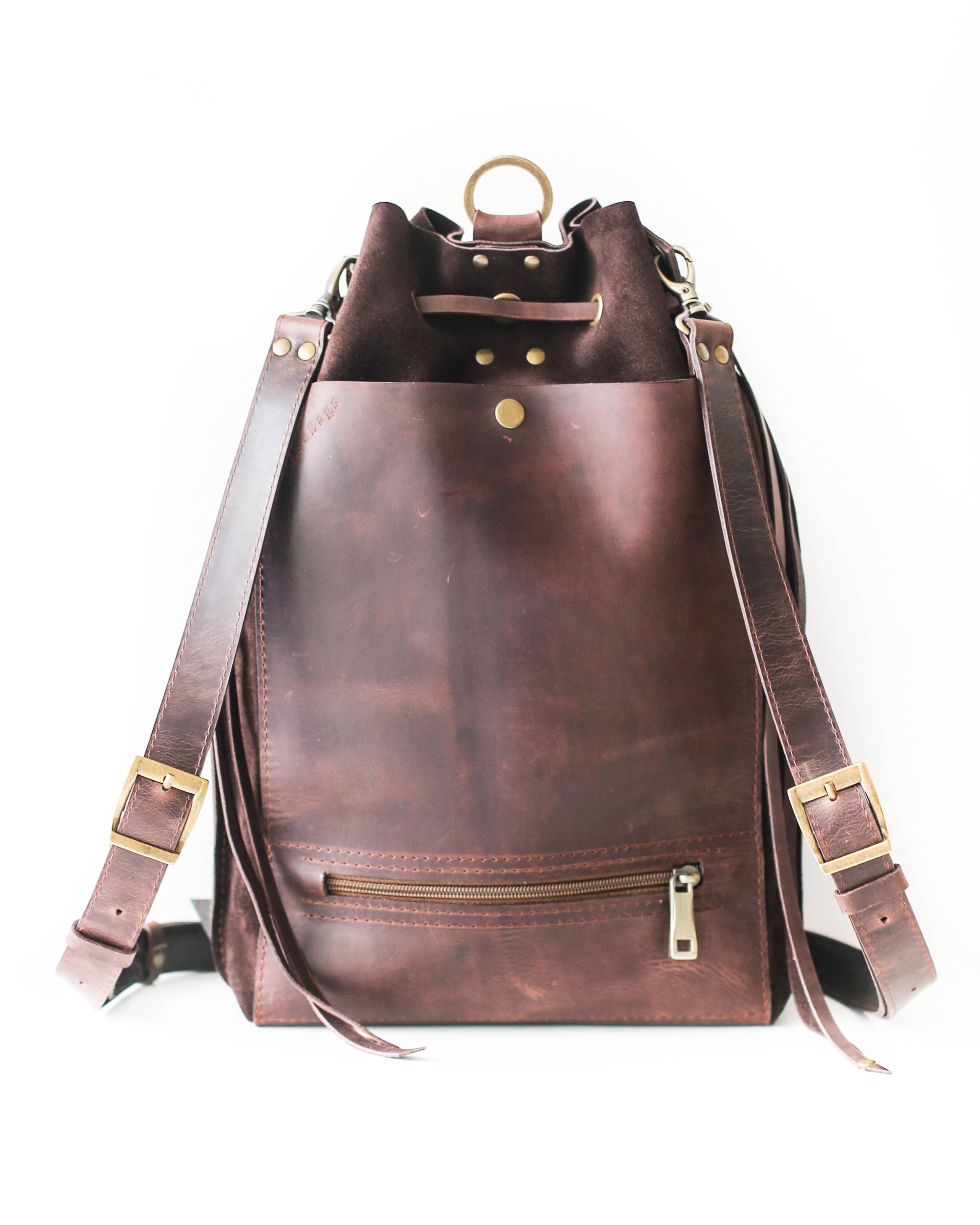 【AAKE】SUEDE STRAP BACKPACK Suede and Leather Combination Backpack - OPEN SPACE LEATHER
