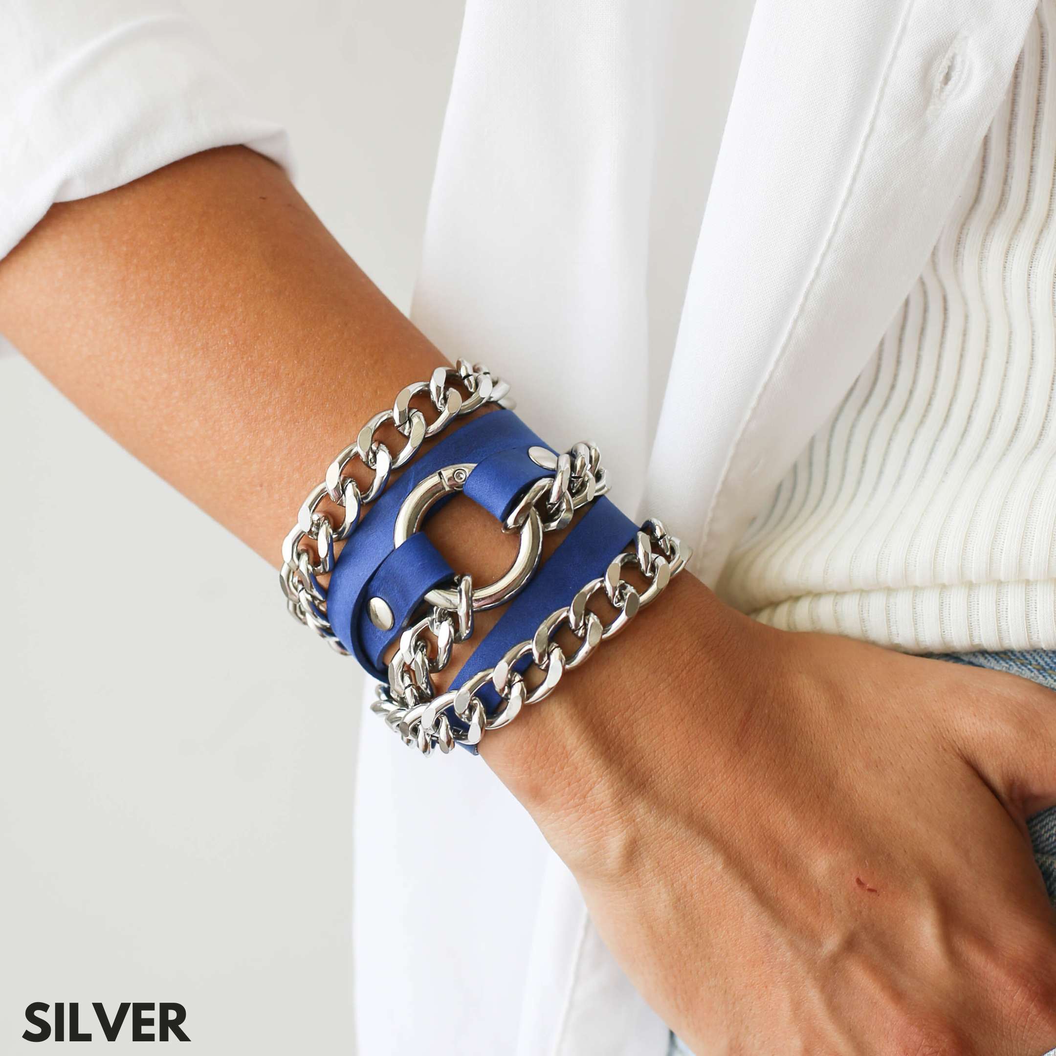 Ring Leather Bracelets with Chain - All Colors