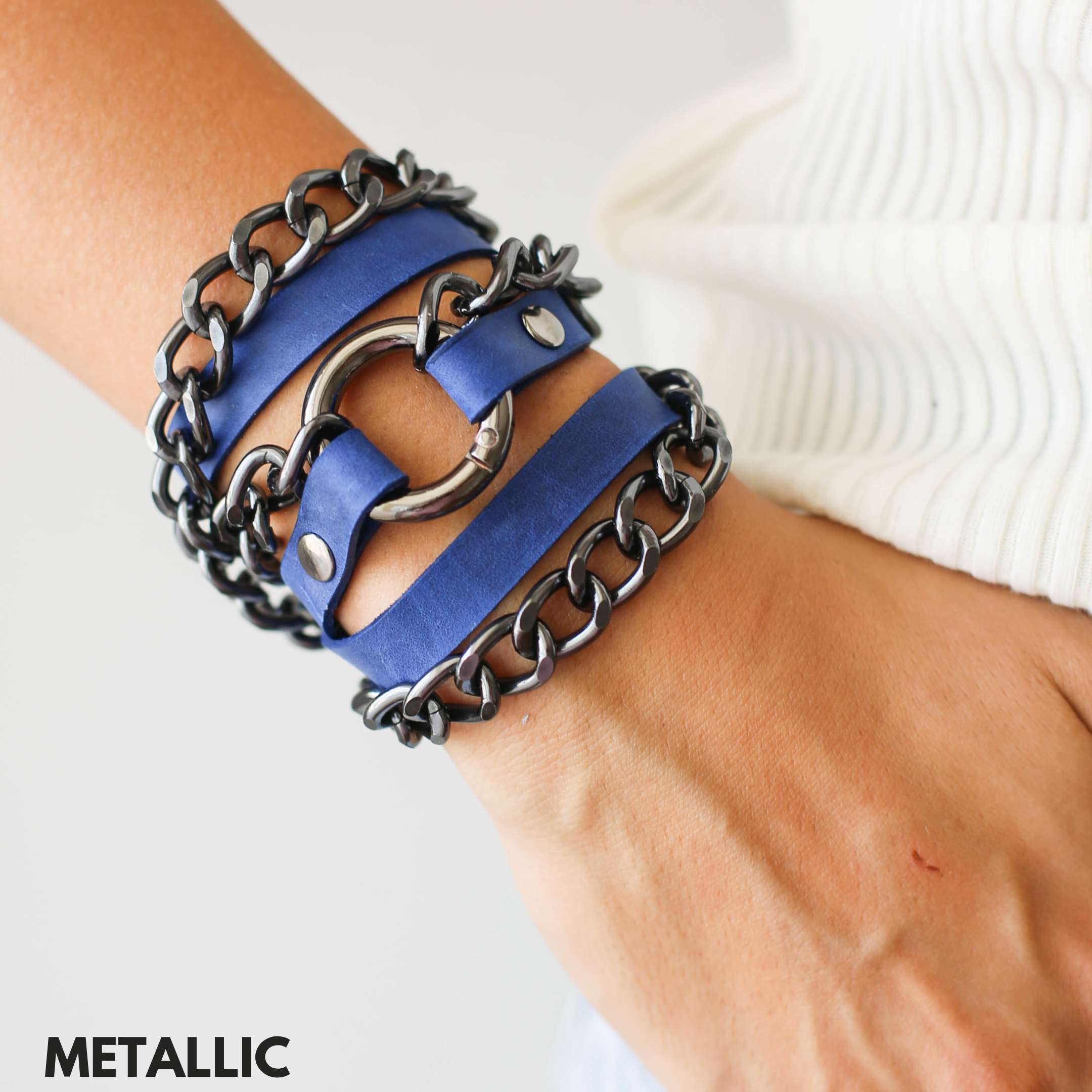Ring Leather Bracelets with Chain - All Colors