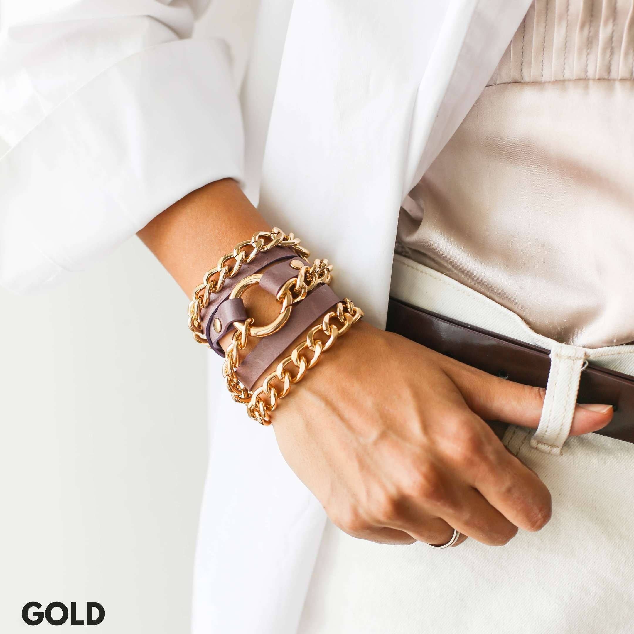 Ring Leather Bracelets with Chain - All Colors