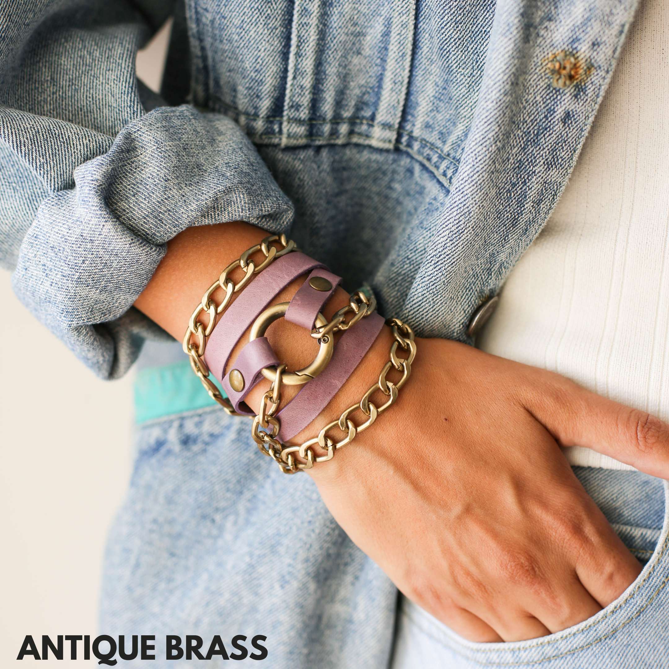 Ring Leather Bracelets with Chain - All Colors