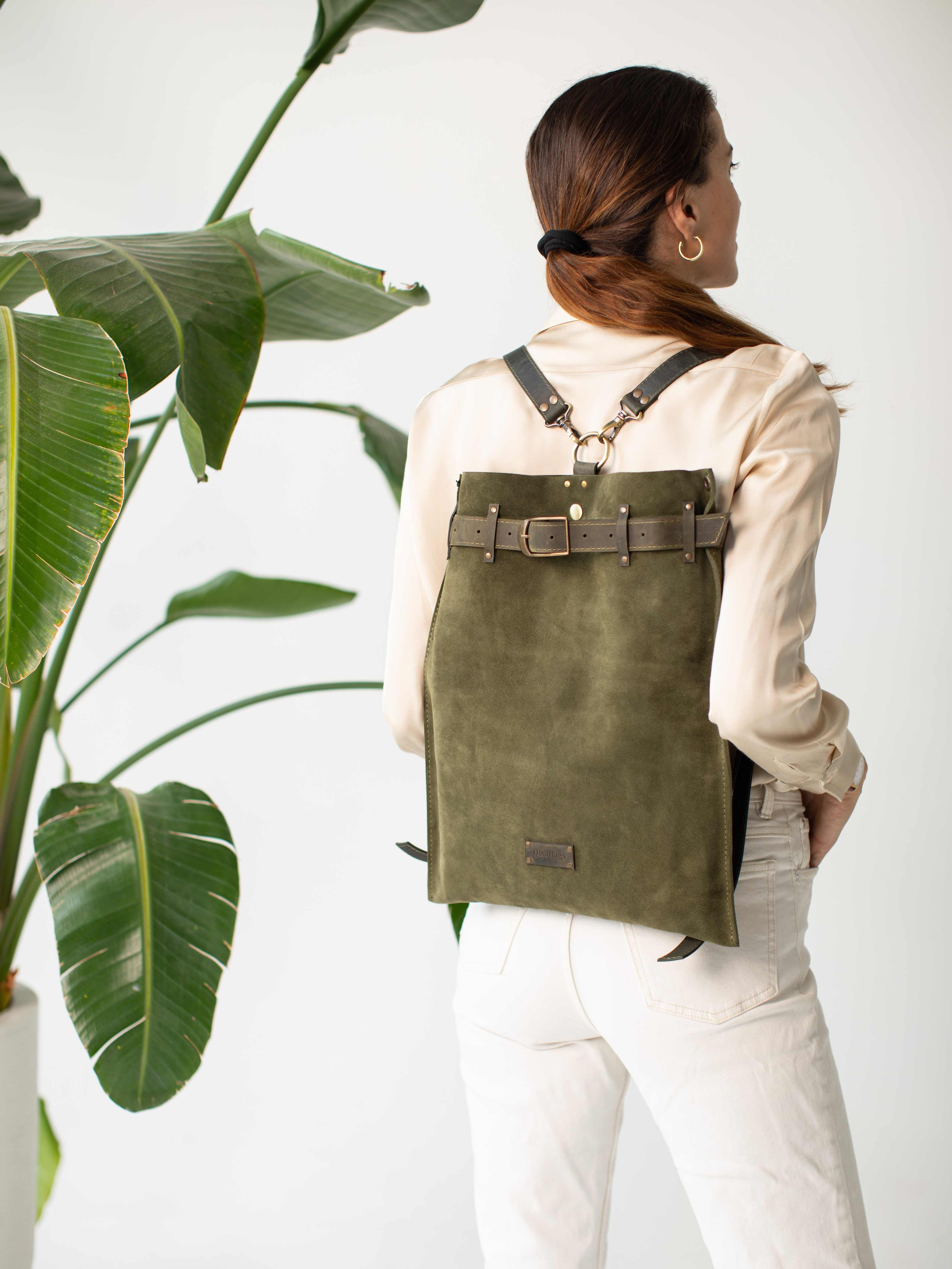 Suede Leather Backpack Purse