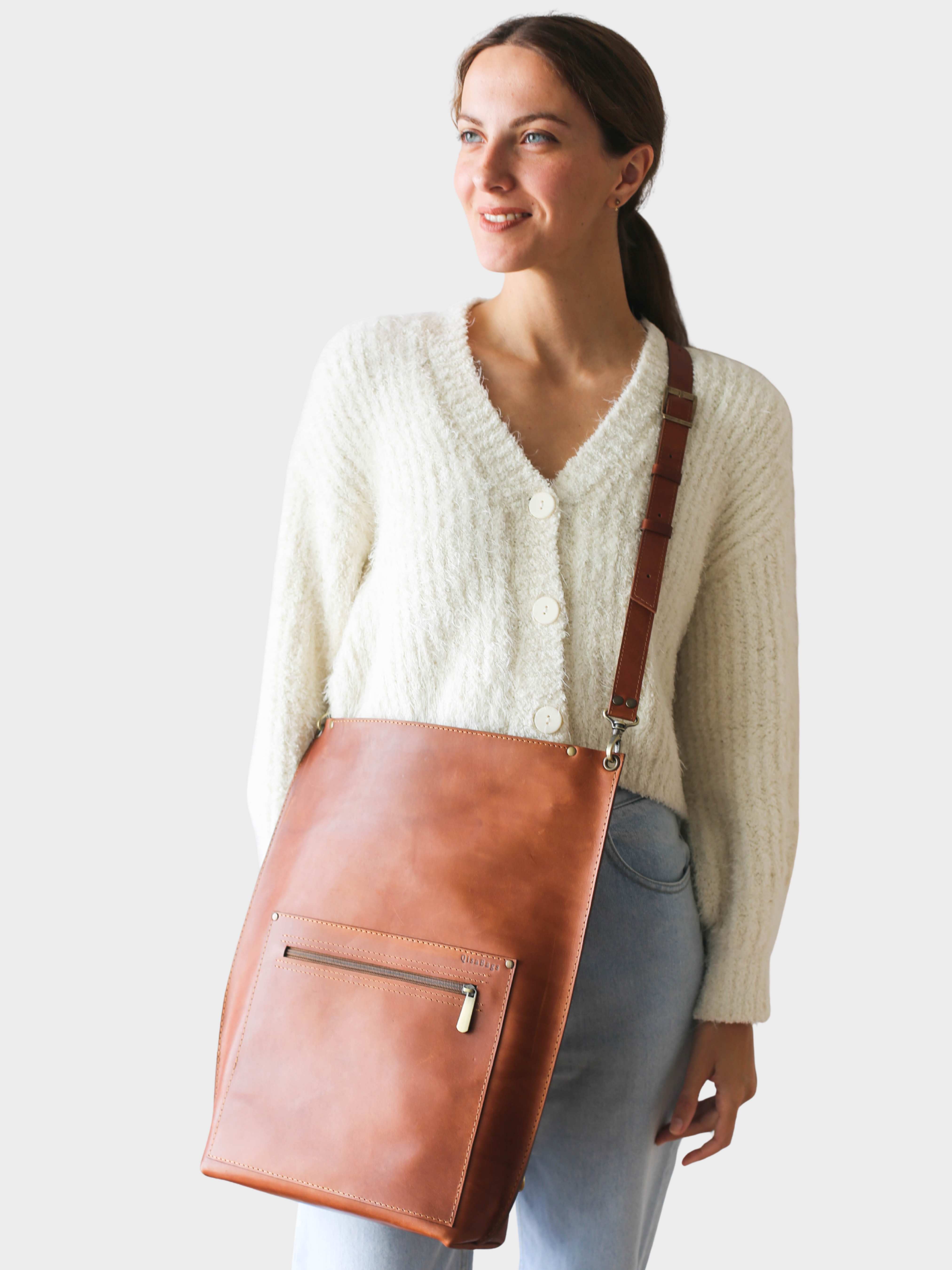 Black Leather Zipper Backpack