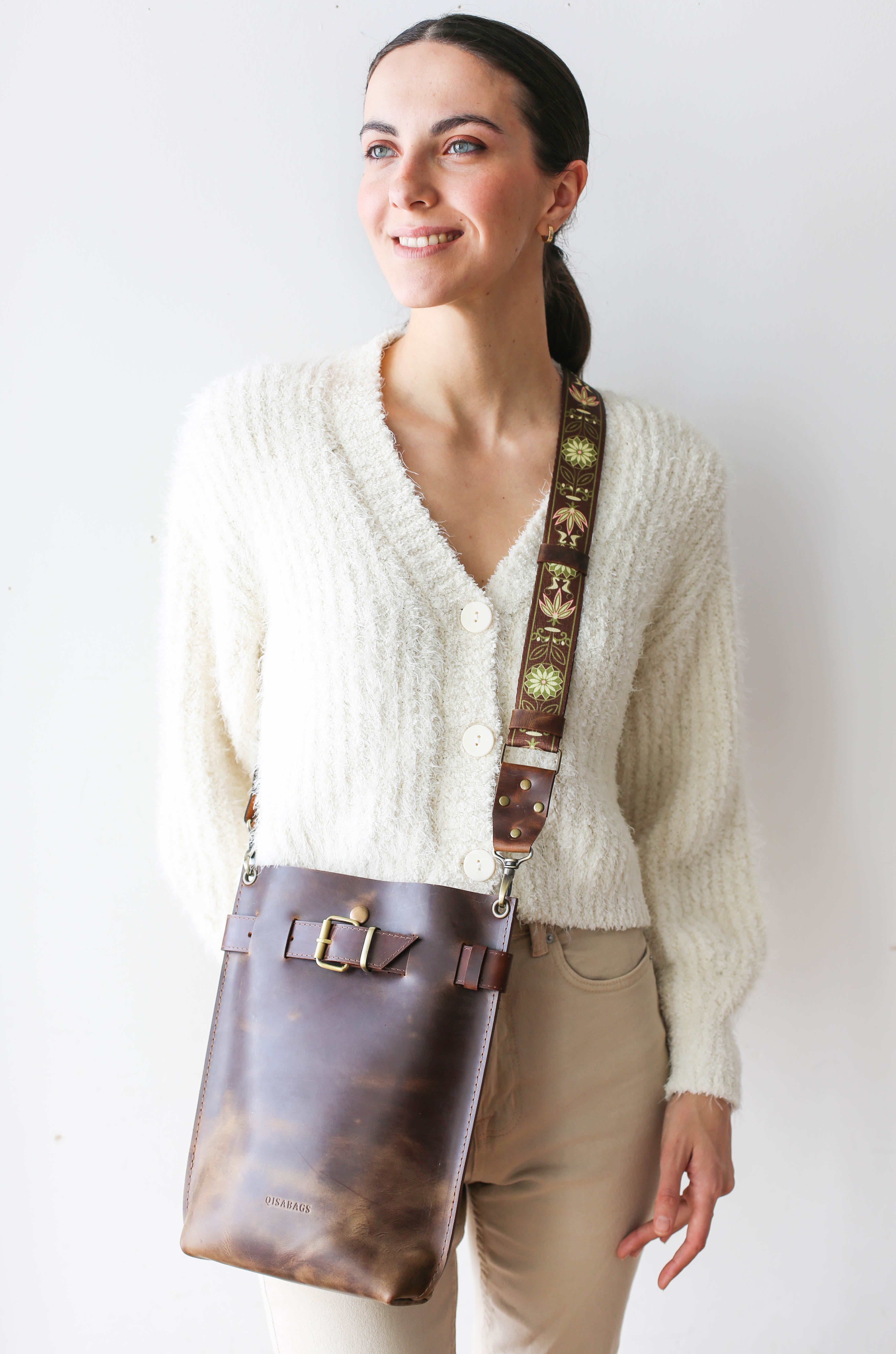 Crossbody Webbing Straps with Leather