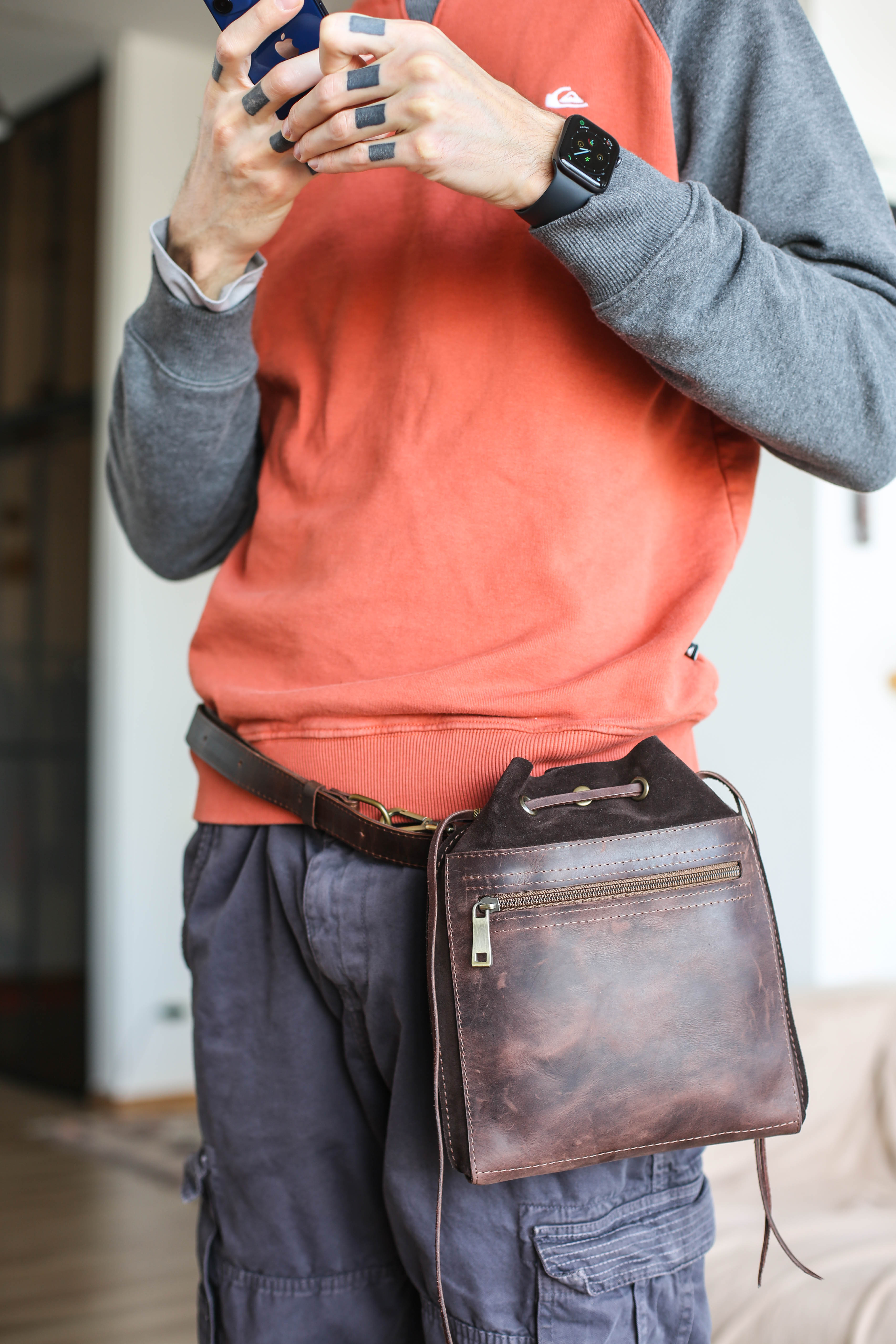 Men's leather hip bag