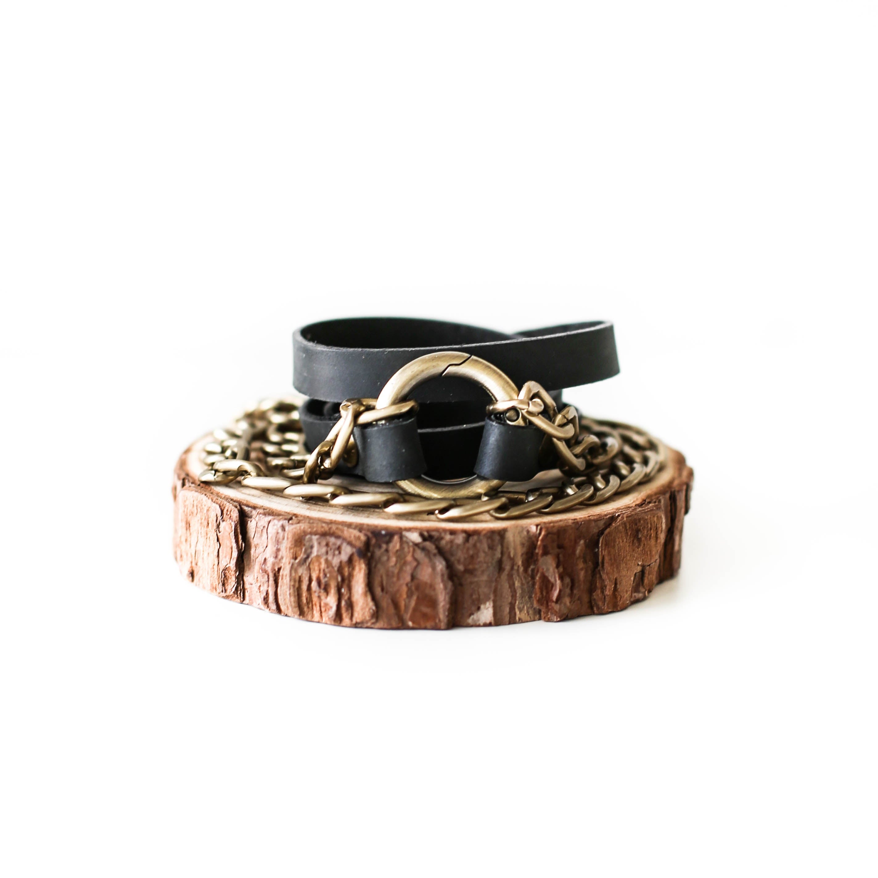 Ring Leather Bracelets with Chain - All Colors