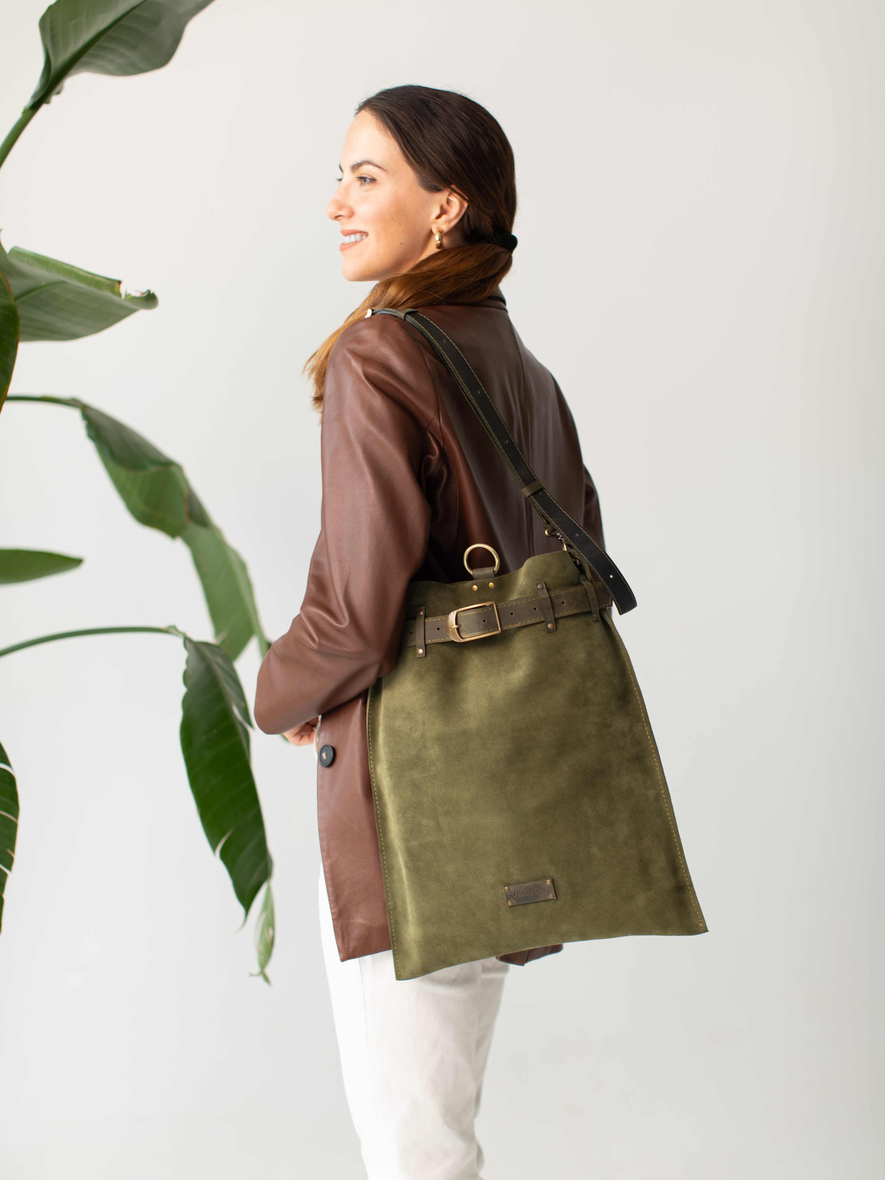 Suede Leather Backpack Purse