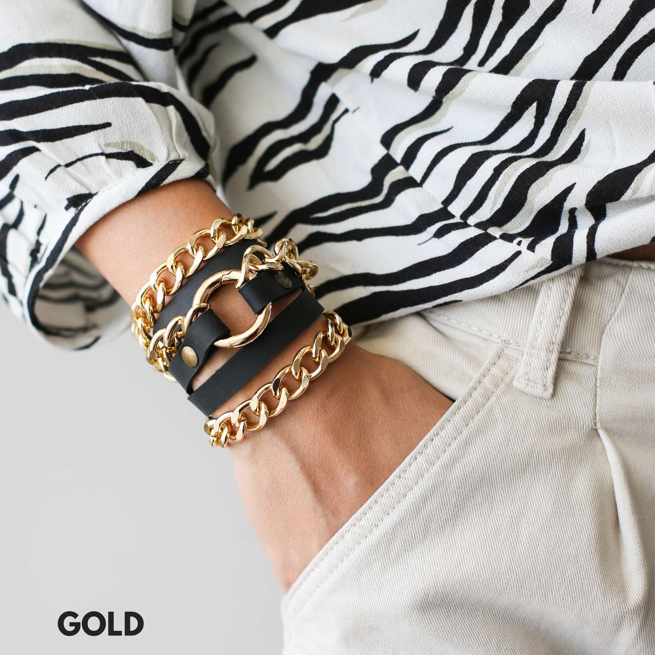 Ring Leather Bracelets with Chain - All Colors