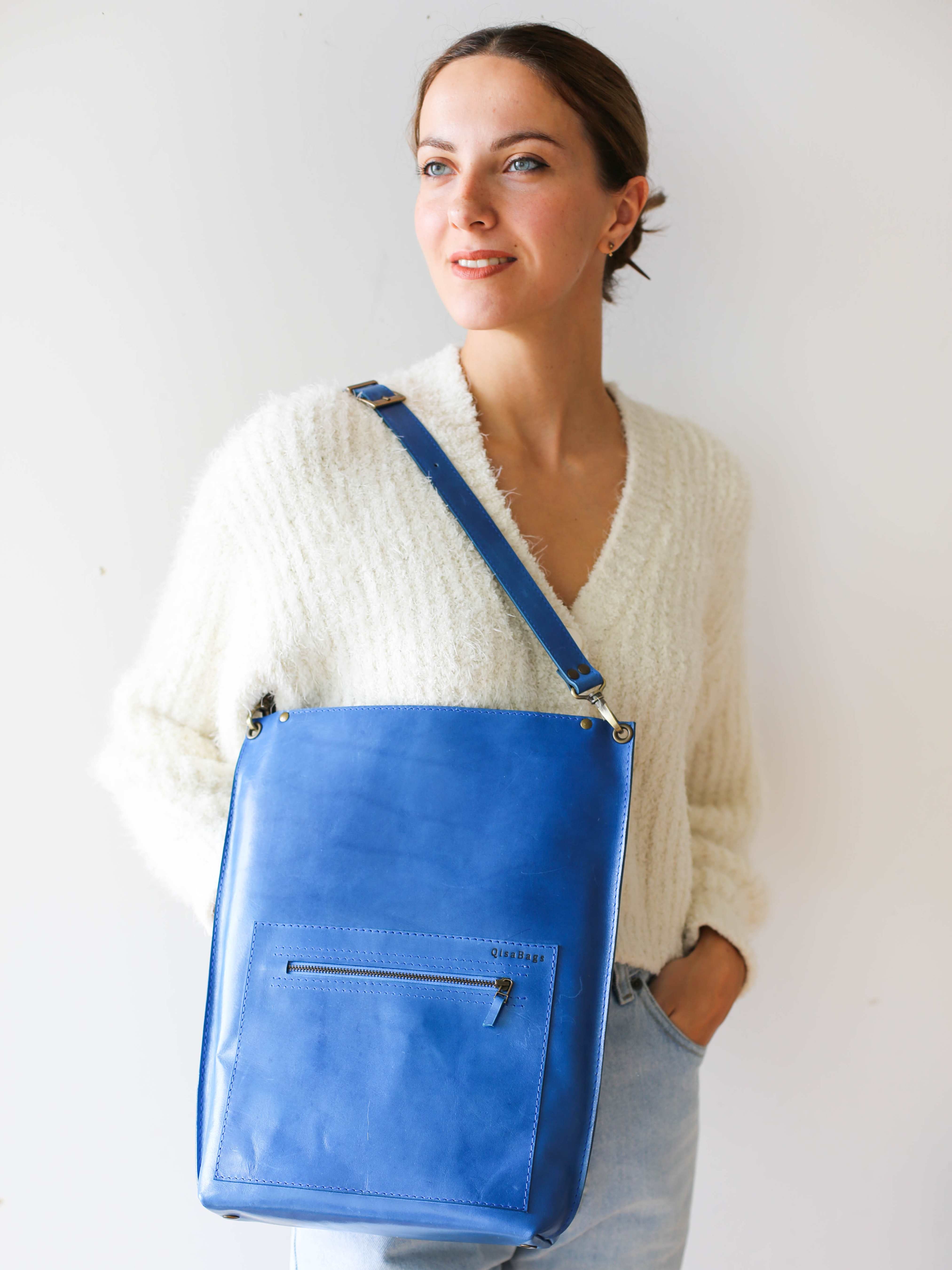 Black Leather Zipper Backpack