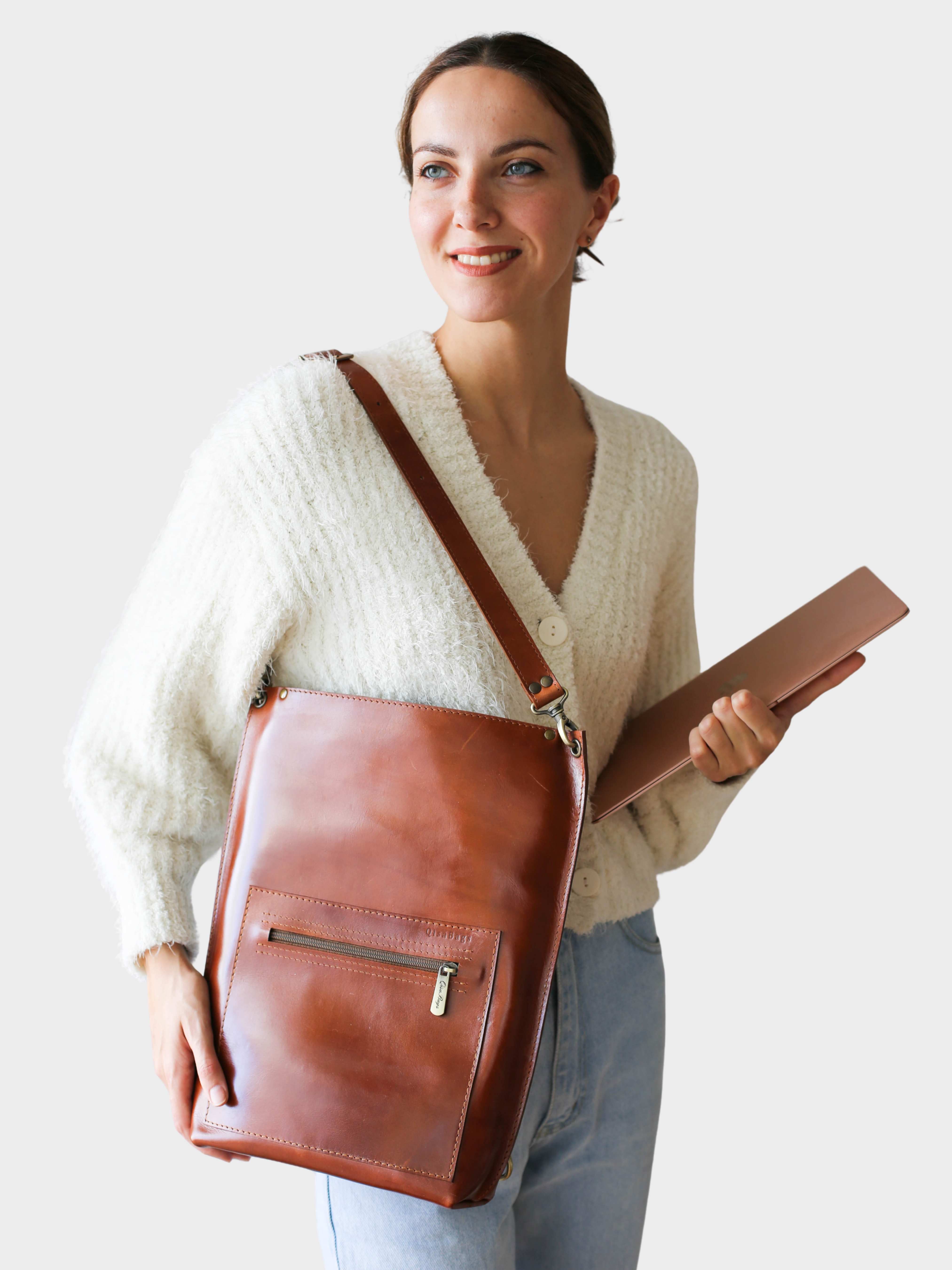 Black Leather Zipper Backpack