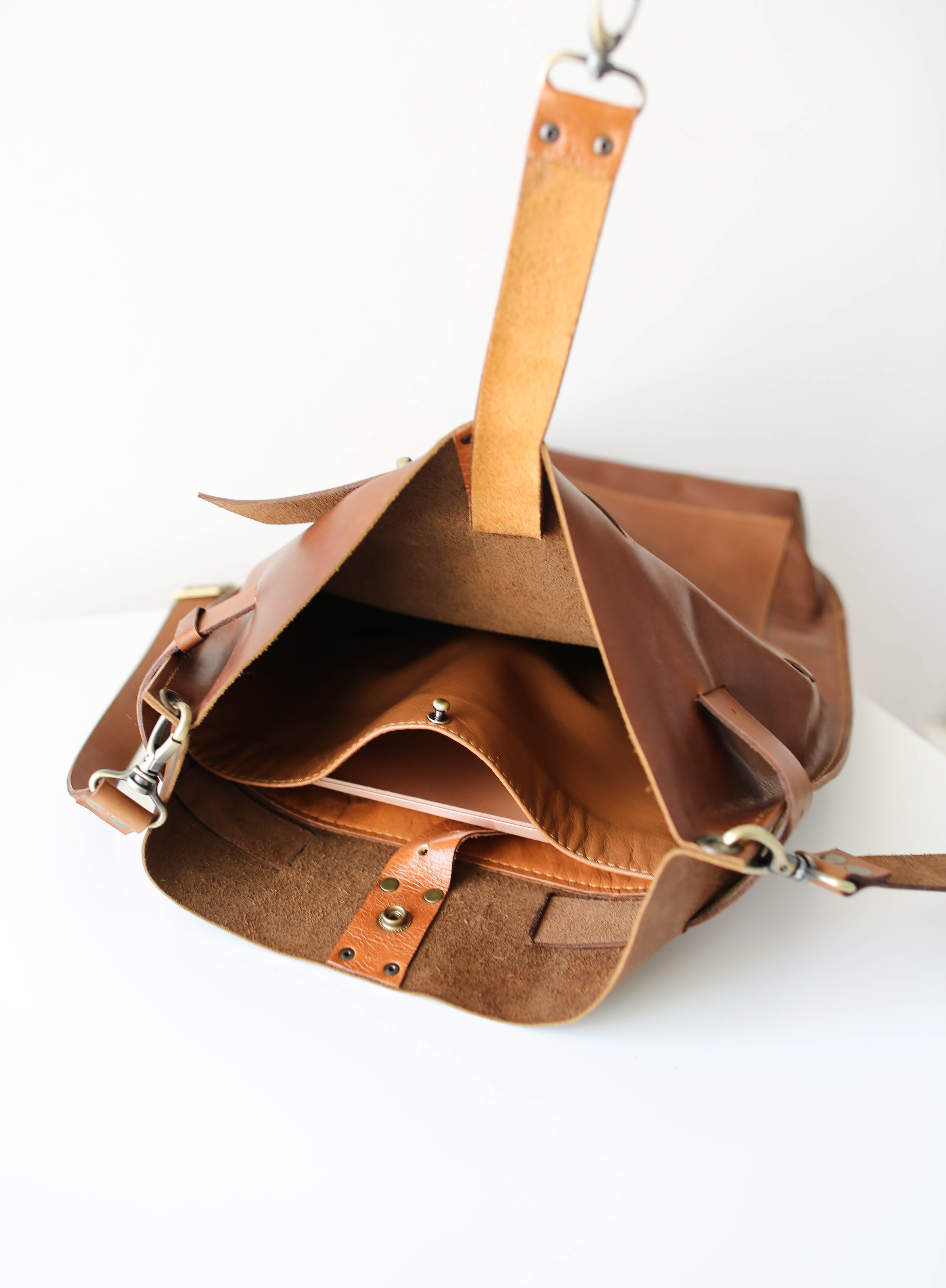 Men's Coffee Brown Leather Backpack