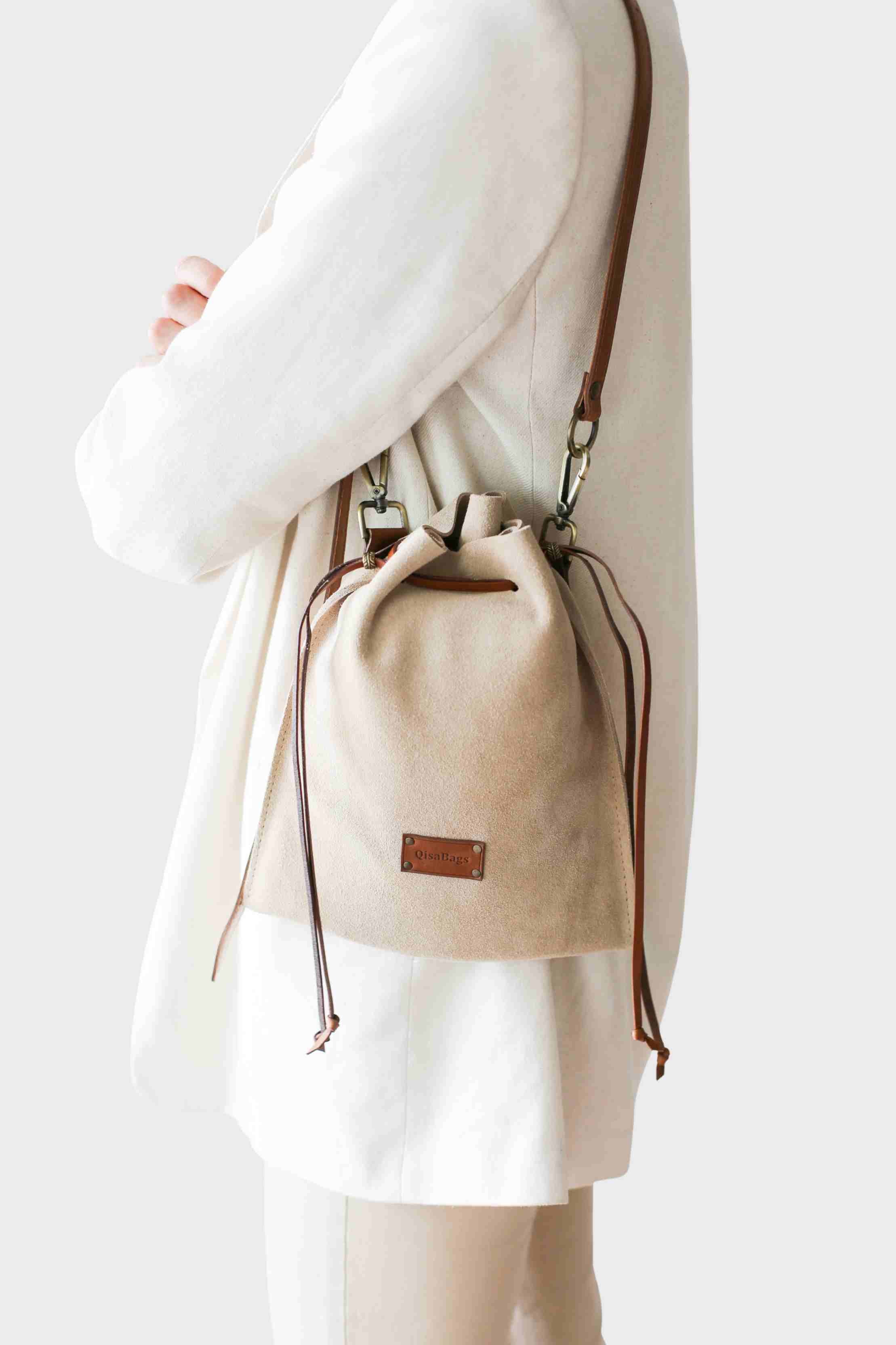 Suede Crossbody Pouch Bag