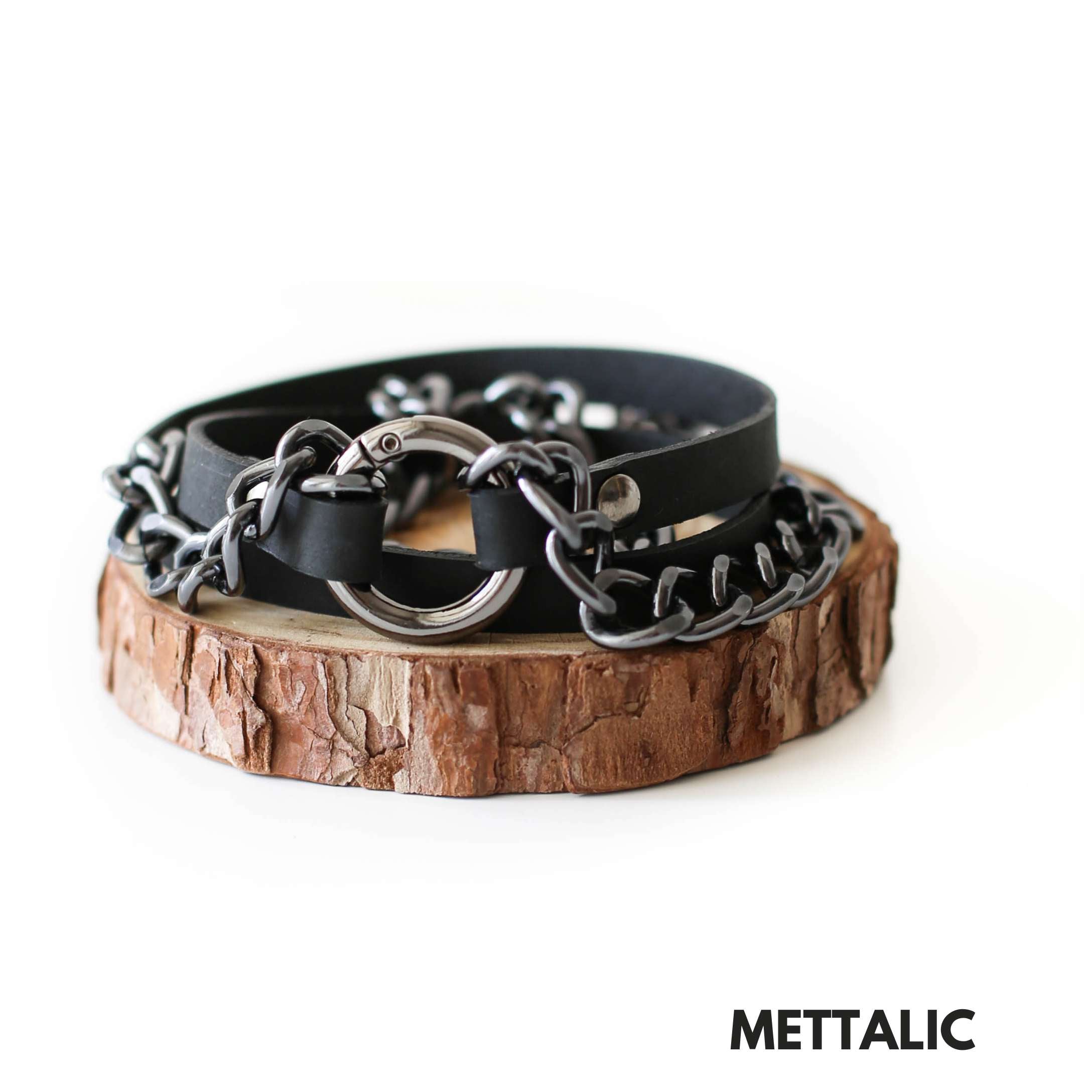 Ring Leather Bracelets with Chain - All Colors