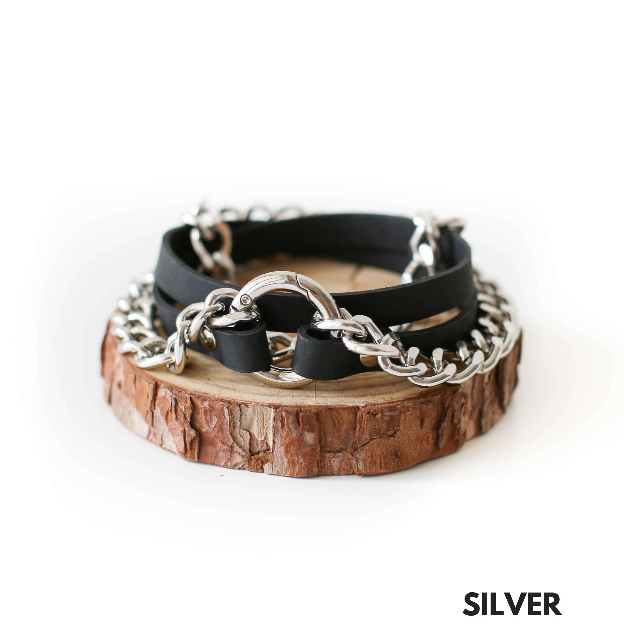 Ring Leather Bracelets with Chain - All Colors