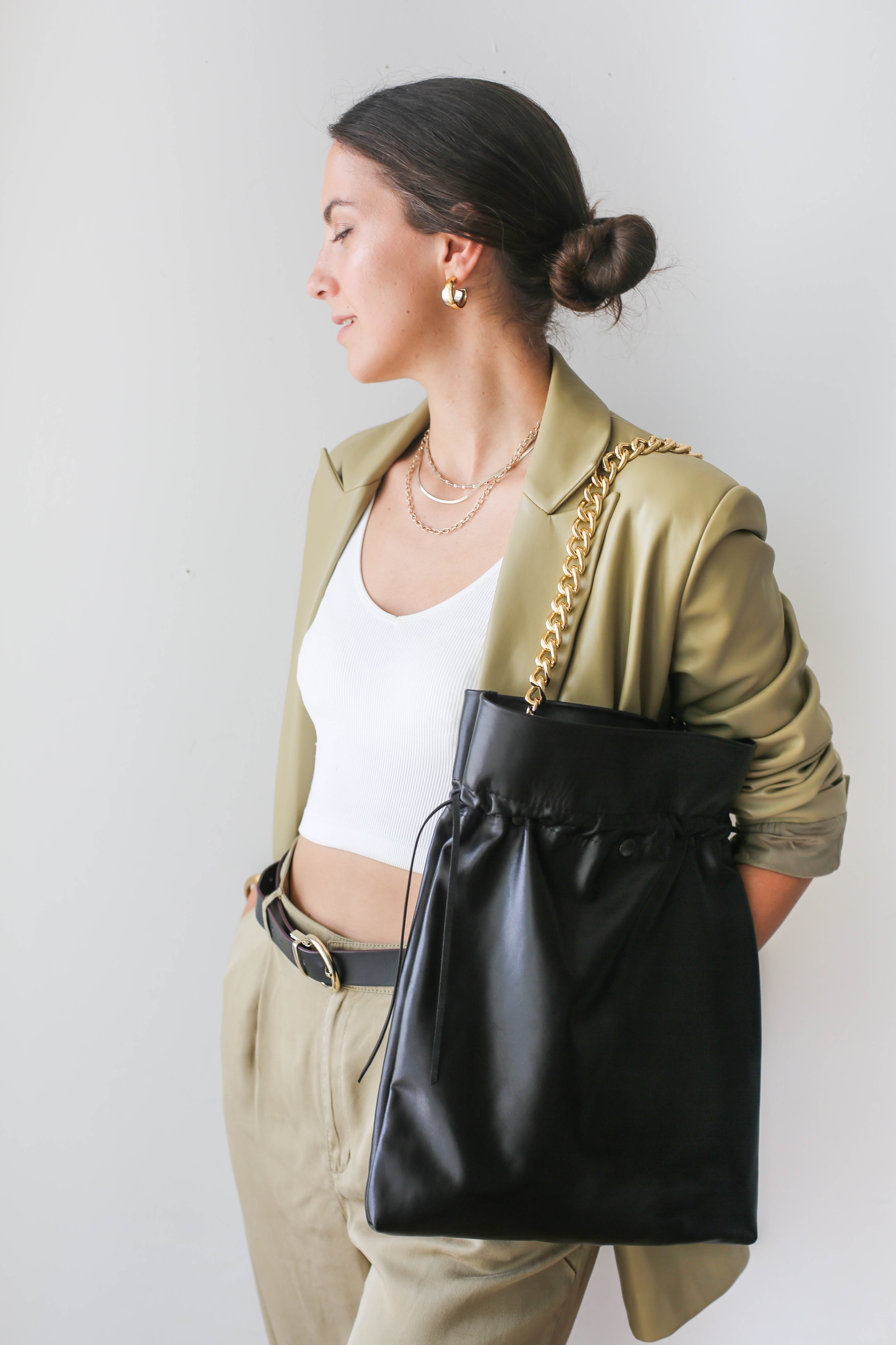 Black Large Soft Leather Bag