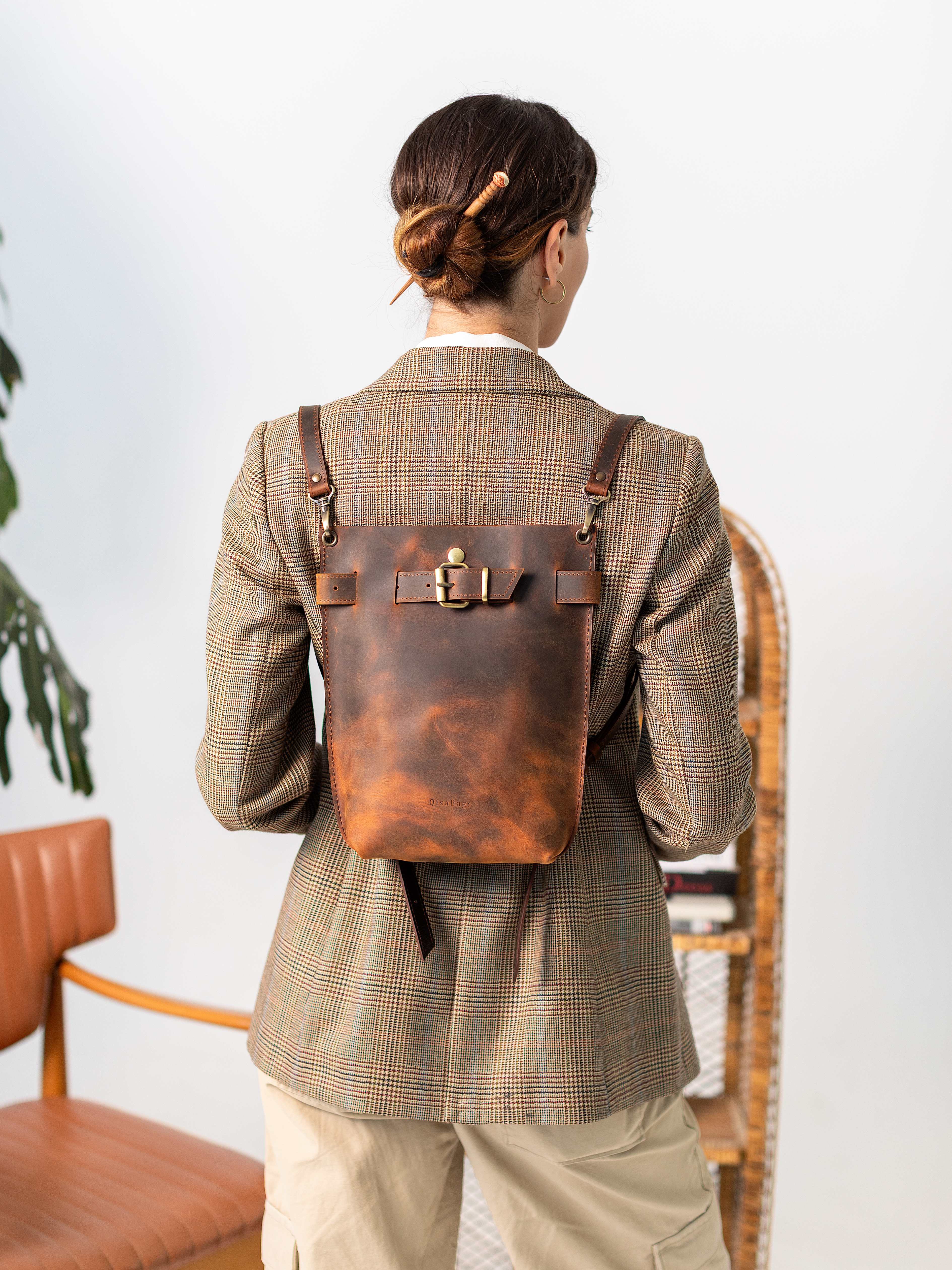 Brown Leather Backpack