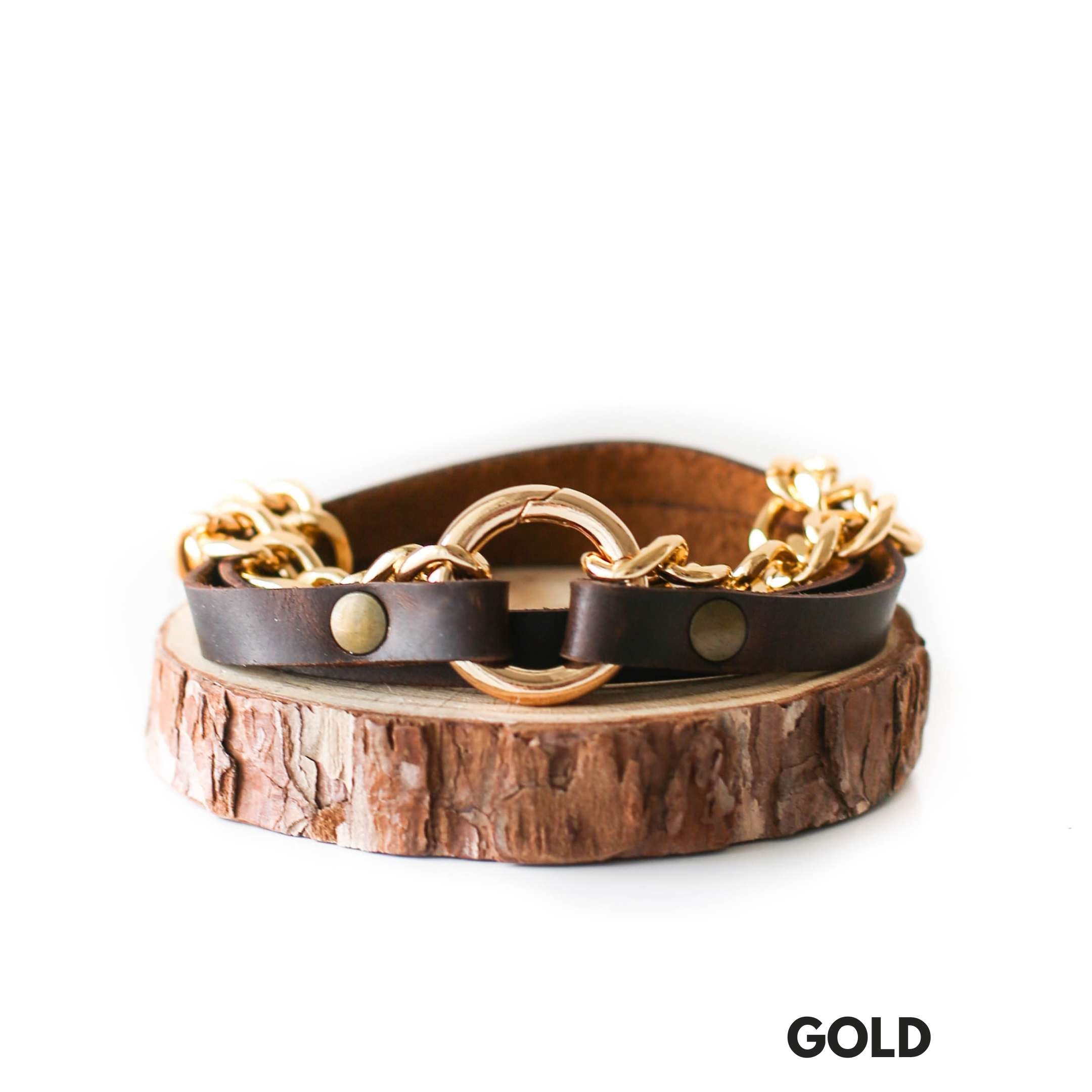 Ring Leather Bracelets with Chain - All Colors