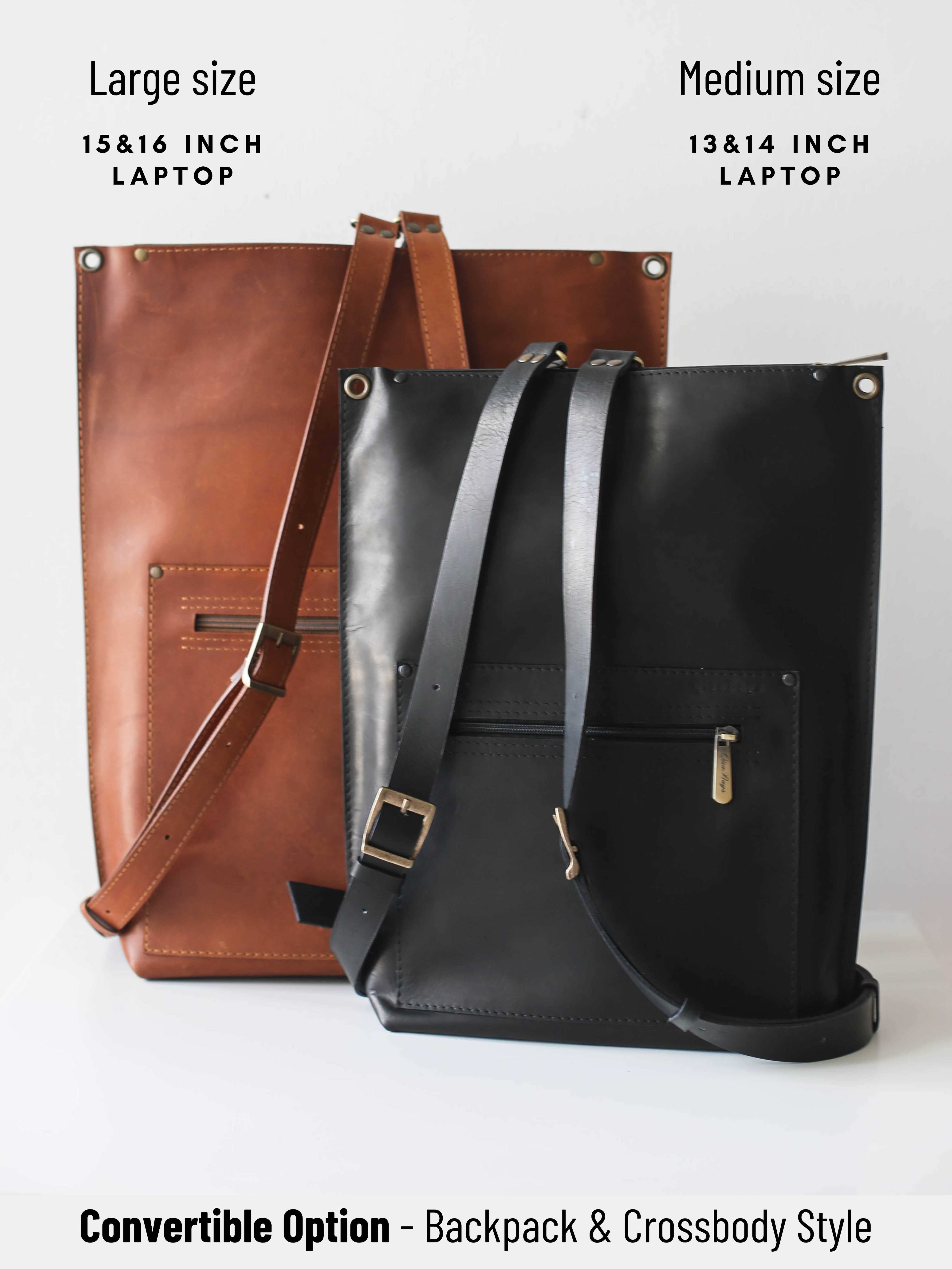 Black Leather Zipper Backpack