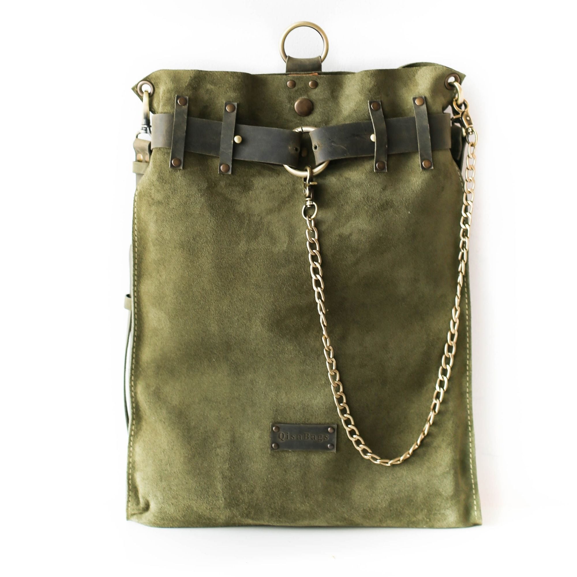 Suede Green Bag for women