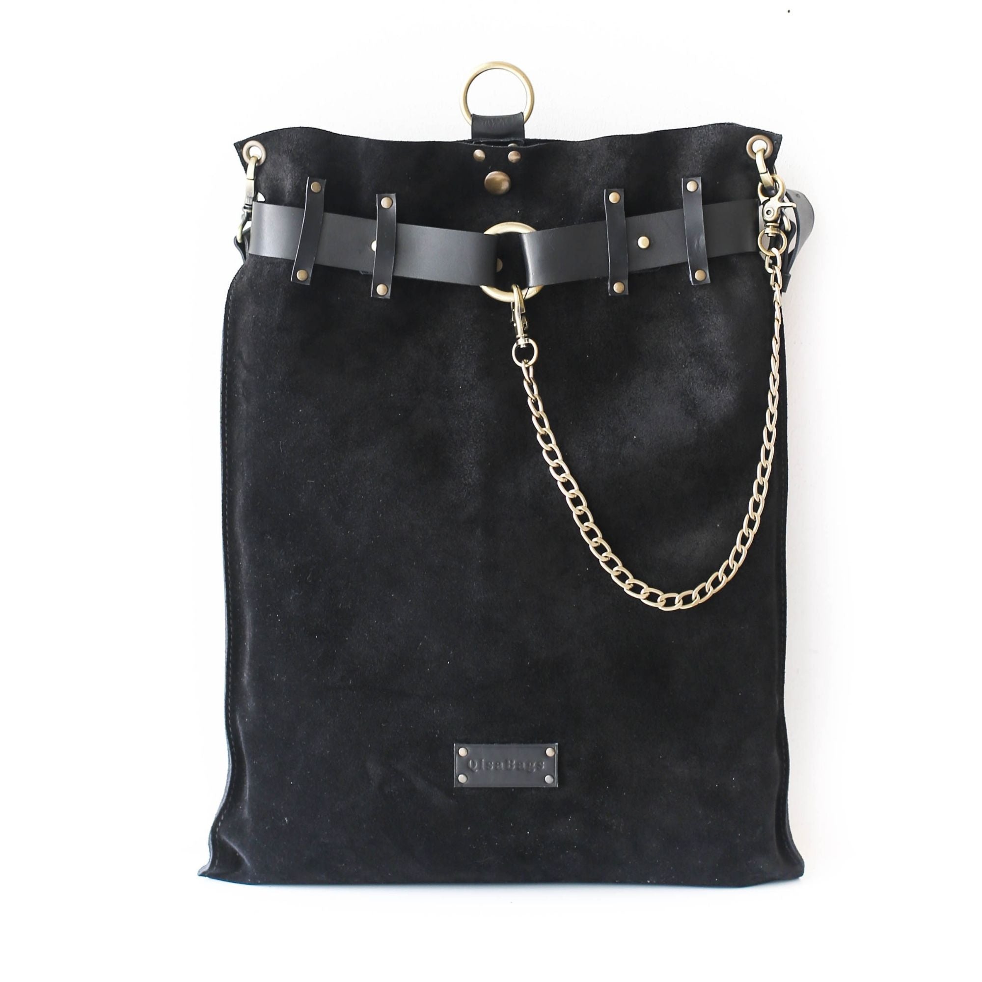 Suede Leather Backpack Purse - "Ring Belt" Edition
