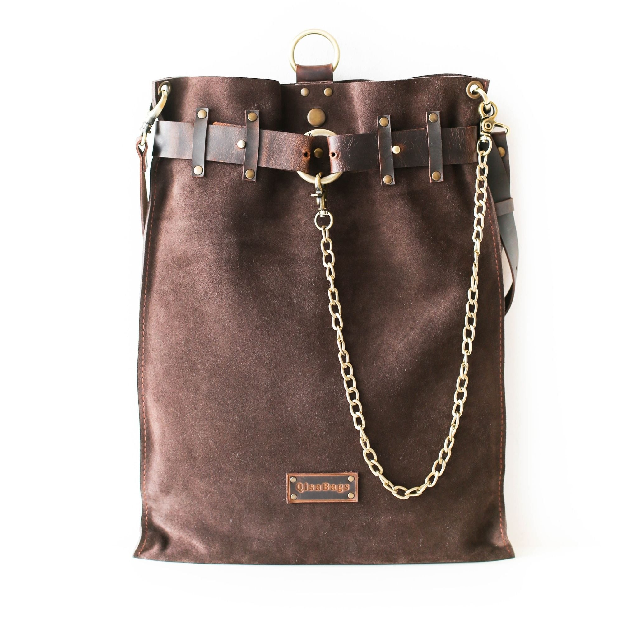 Suede Leather Backpack Purse - "Ring Belt" Edition