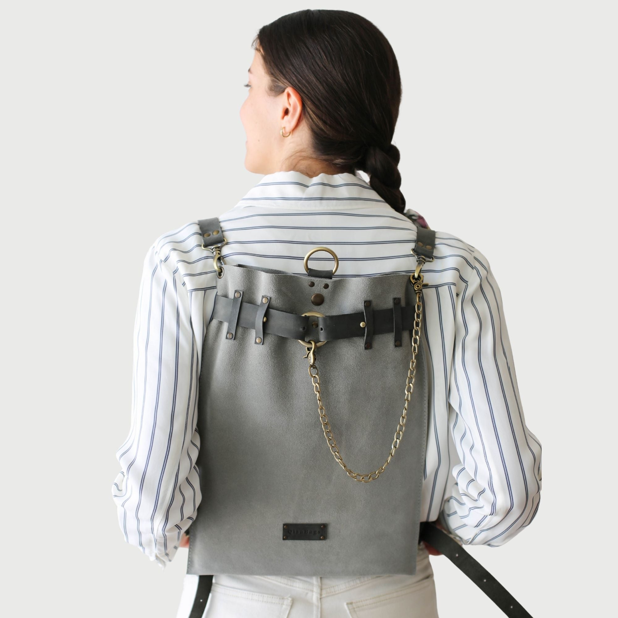 Suede Leather Backpack Purse - "Ring Belt" Edition