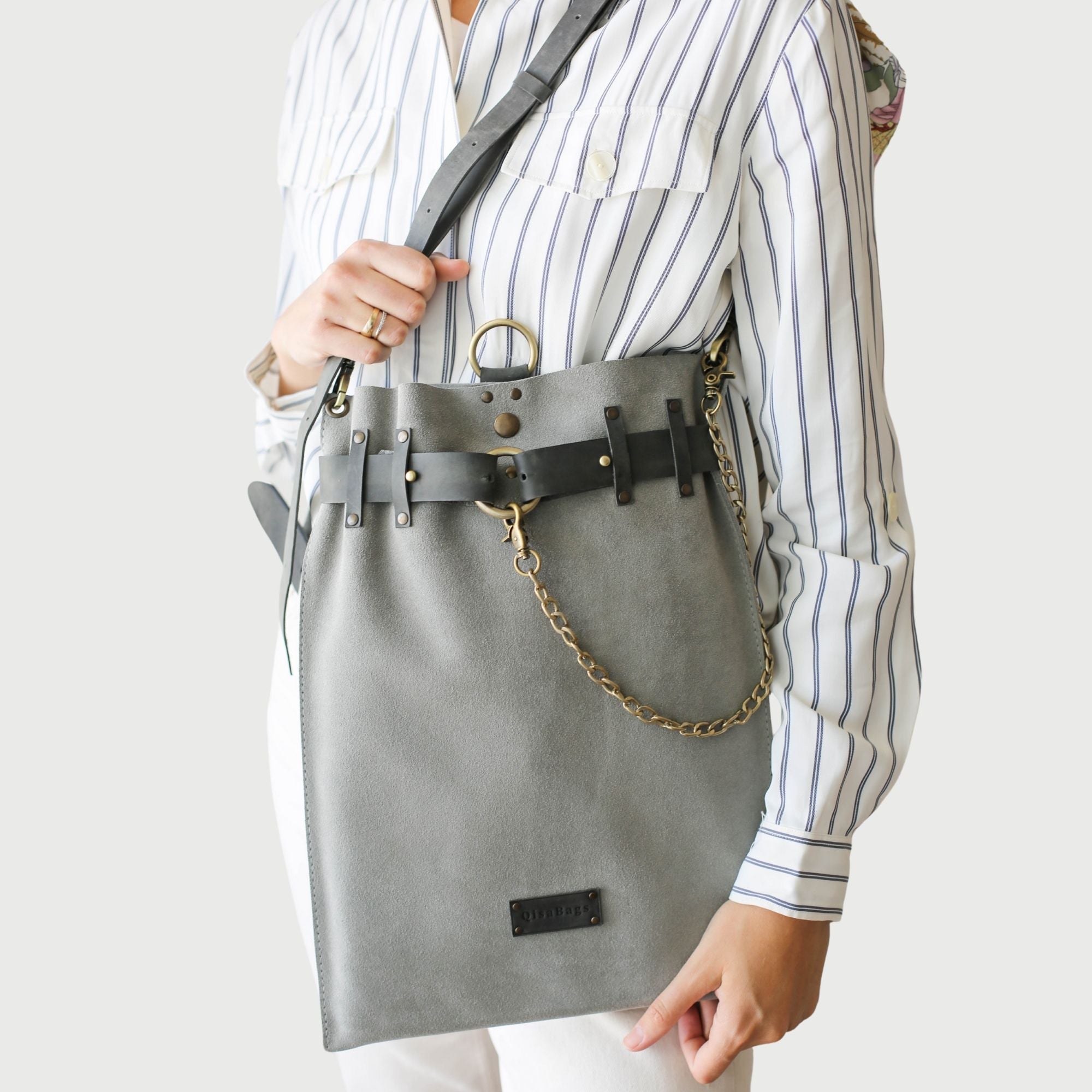 Suede Leather Backpack Purse - "Ring Belt" Edition