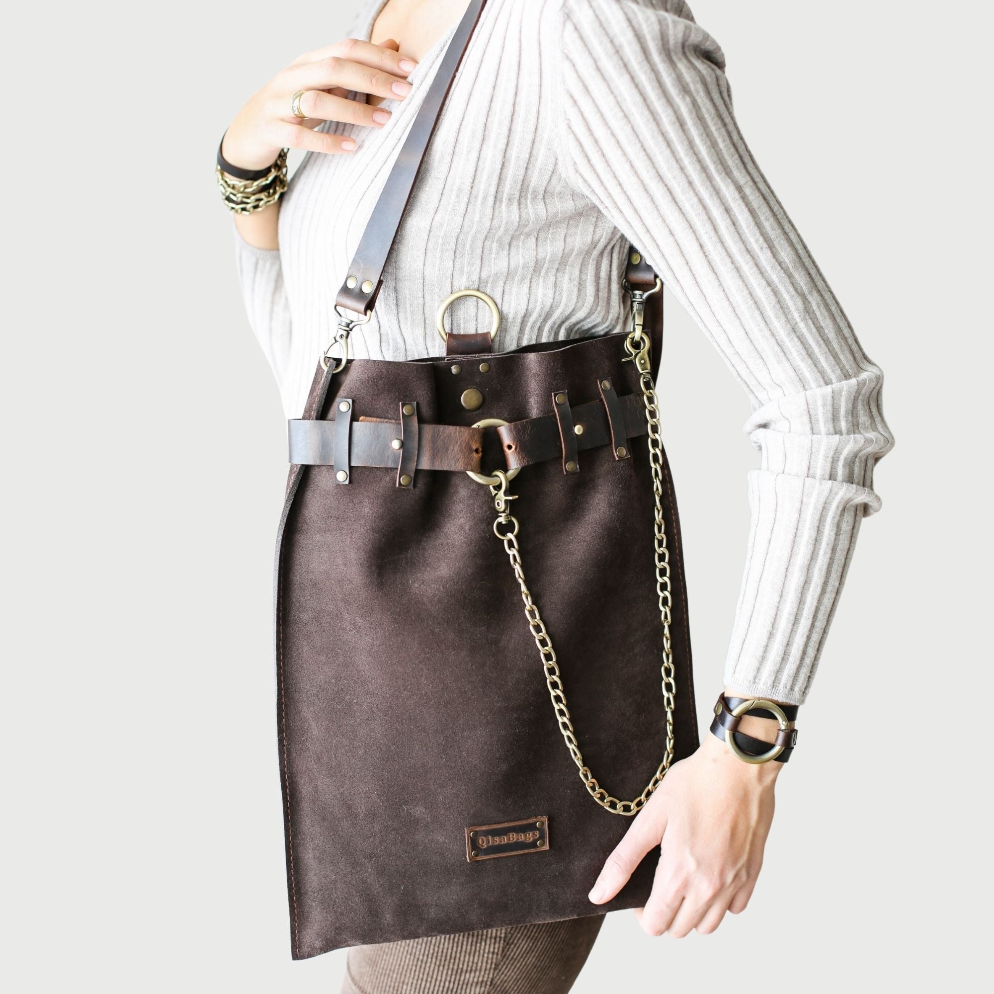 Suede Leather Backpack Purse - "Ring Belt" Edition