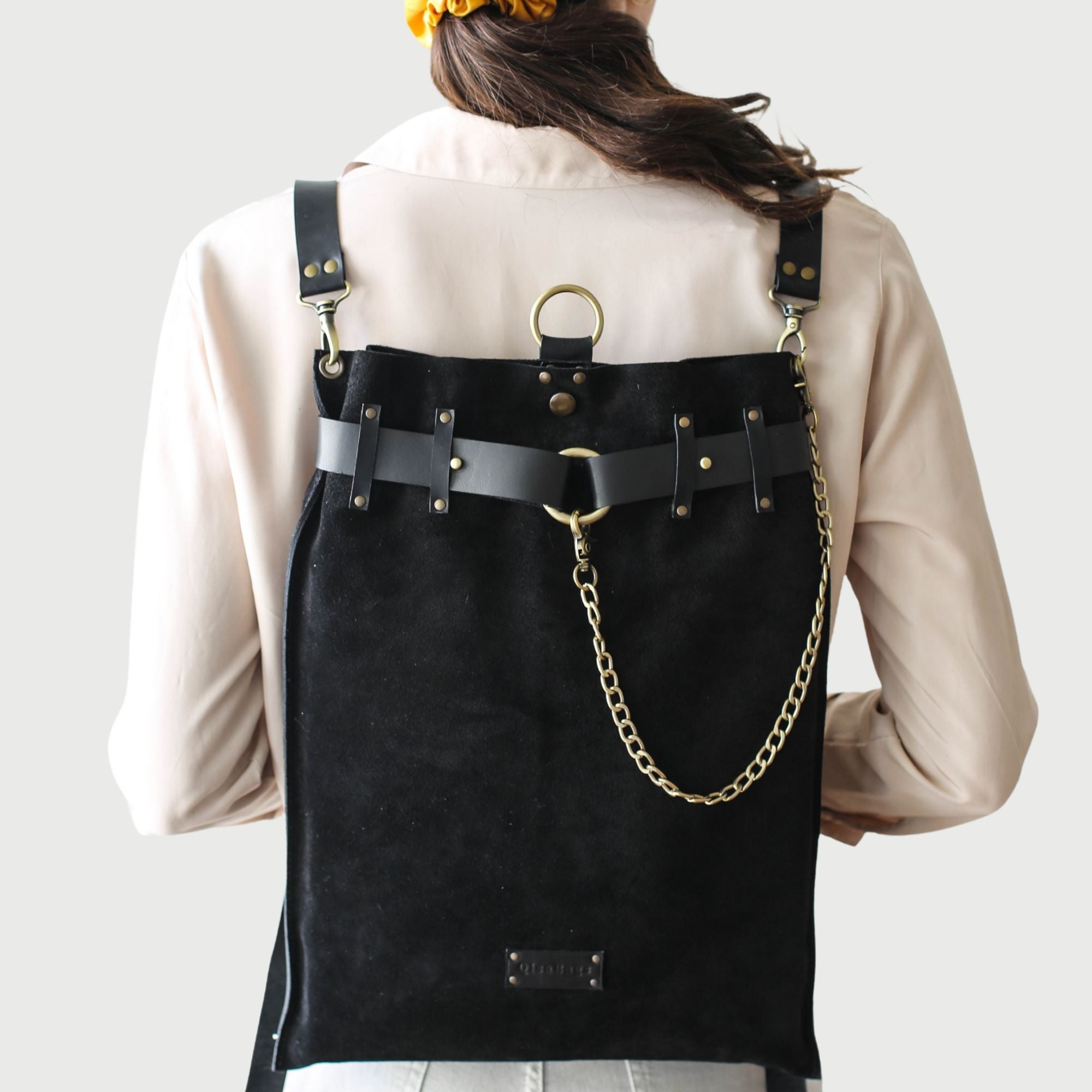 Suede Leather Backpack Purse - "Ring Belt" Edition