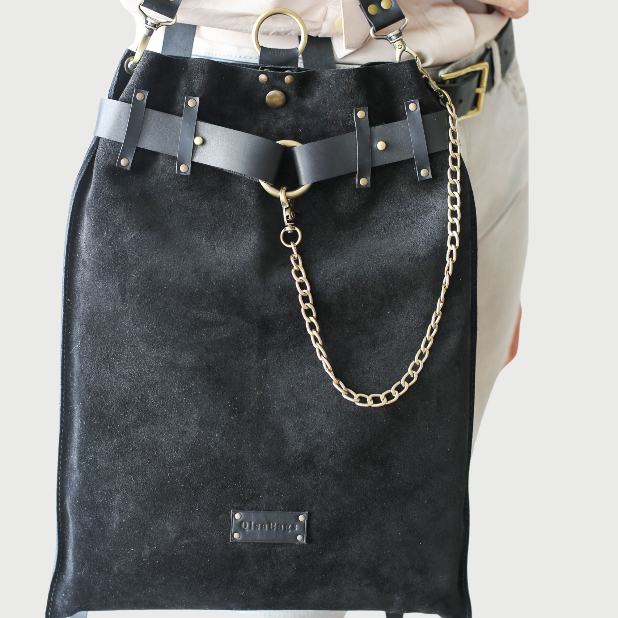 Suede Leather Backpack Purse - "Ring Belt" Edition