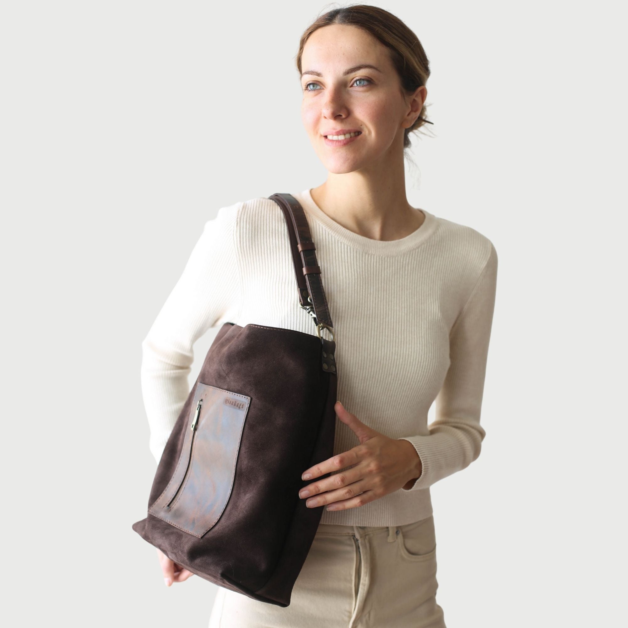 Suede Leather Tote Bag