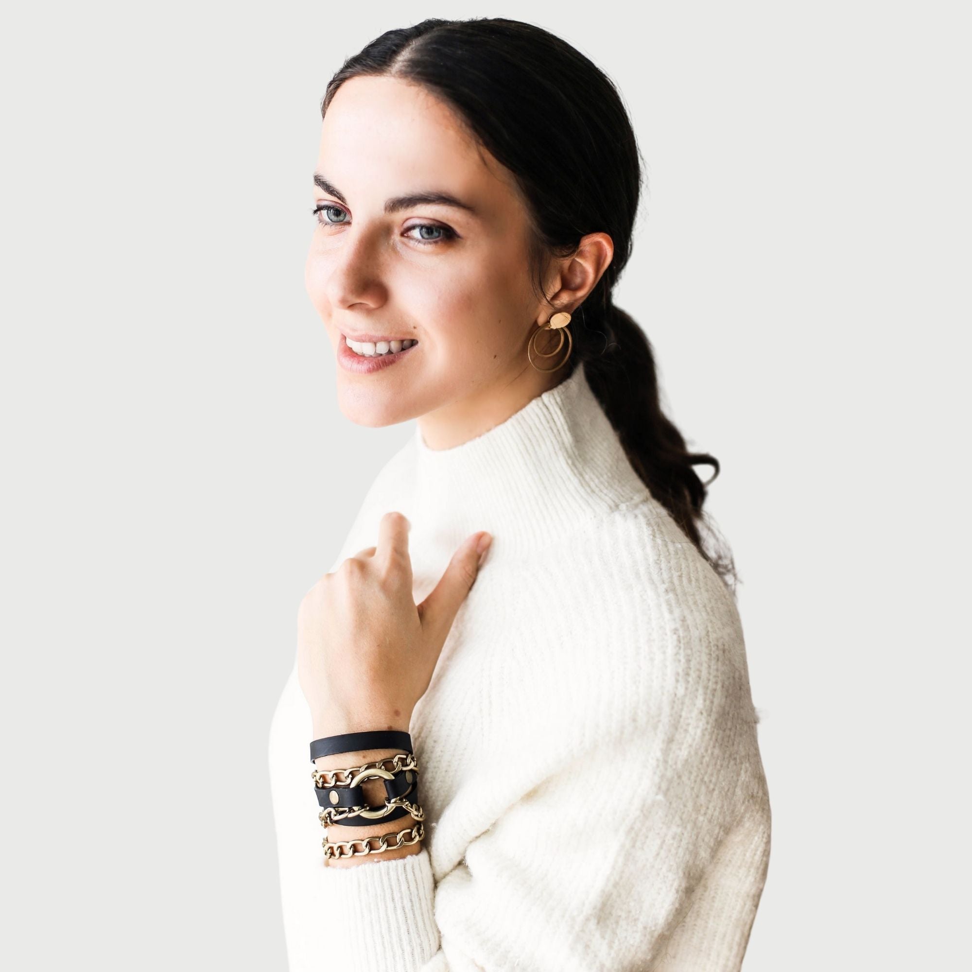 Ring Leather Bracelets with Chain - All Colors