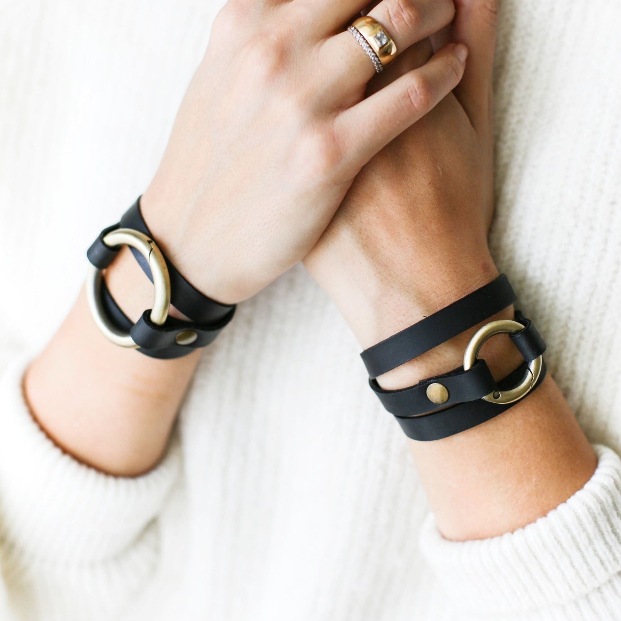 Ring Leather Bracelets with Chain - All Colors