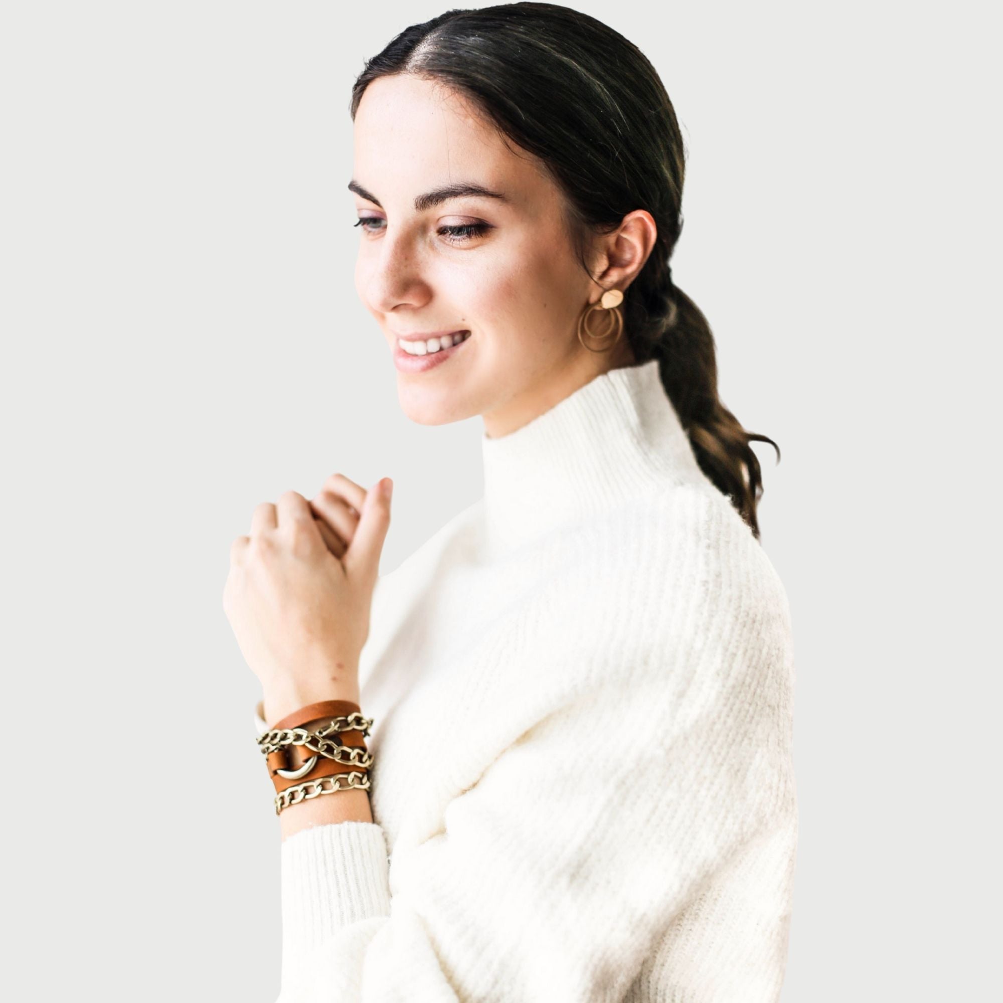 Ring Leather Bracelets with Chain - All Colors