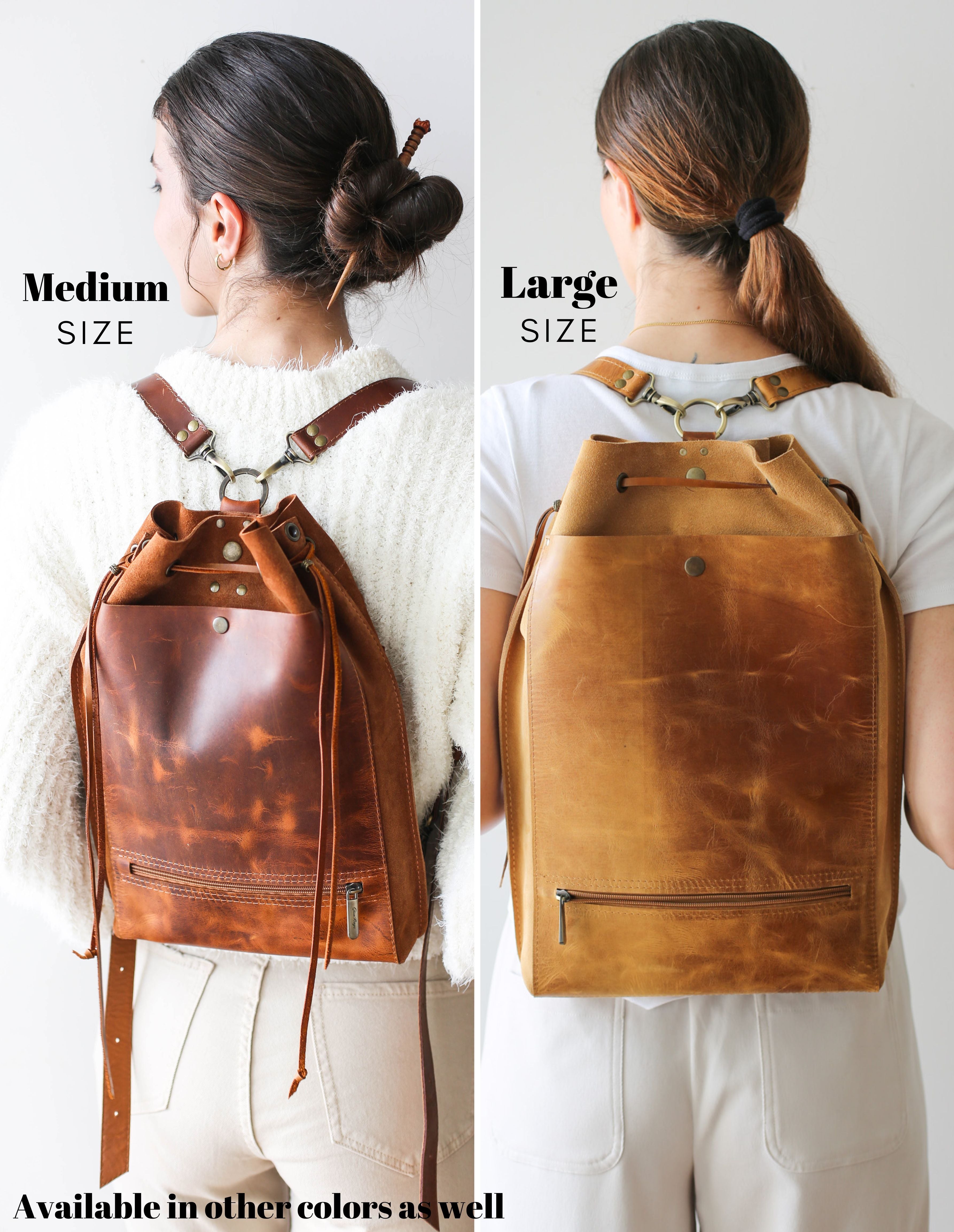 Brown Suede Leather Backpack