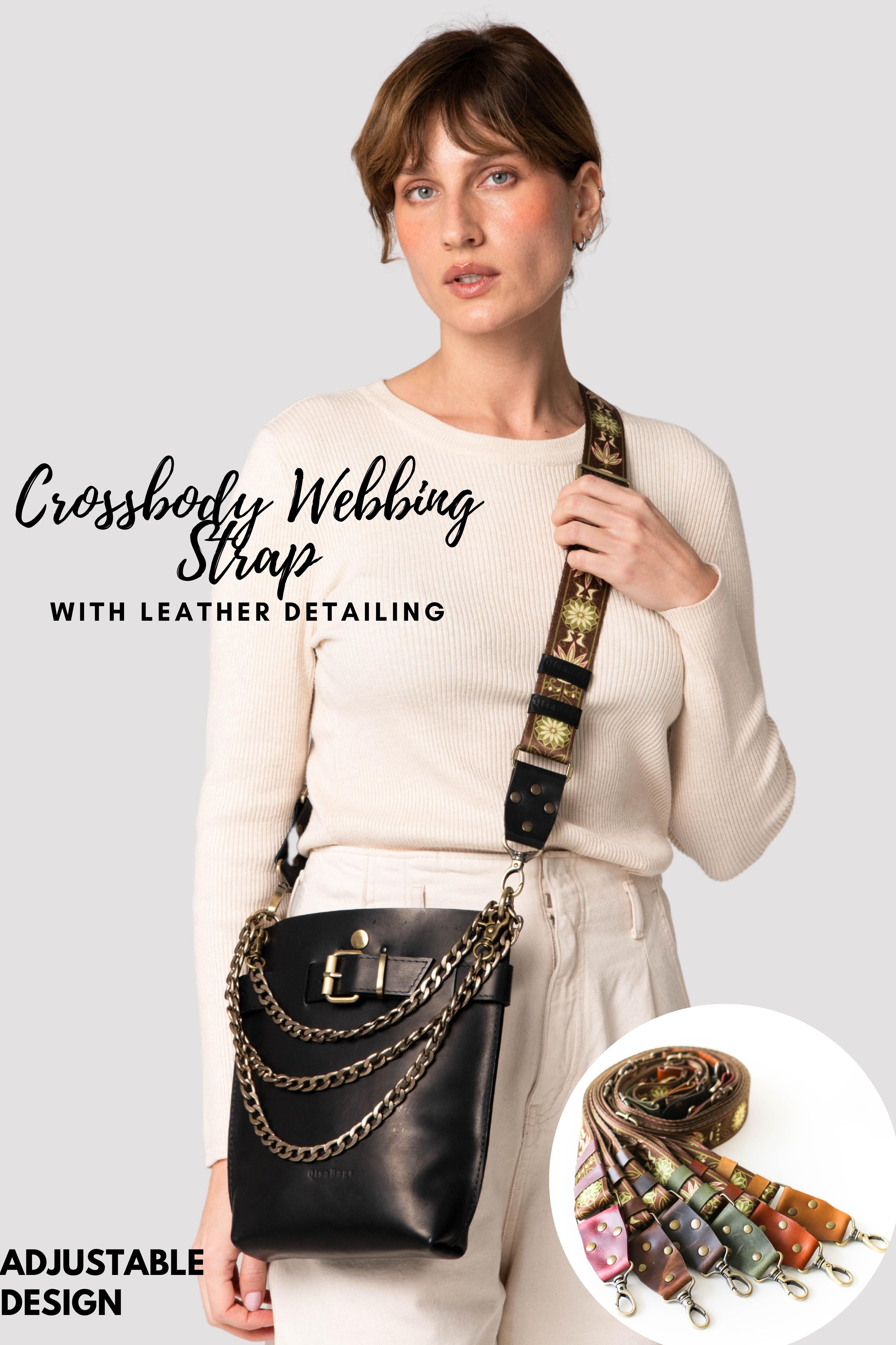 Black Leather purse with crossbody strap