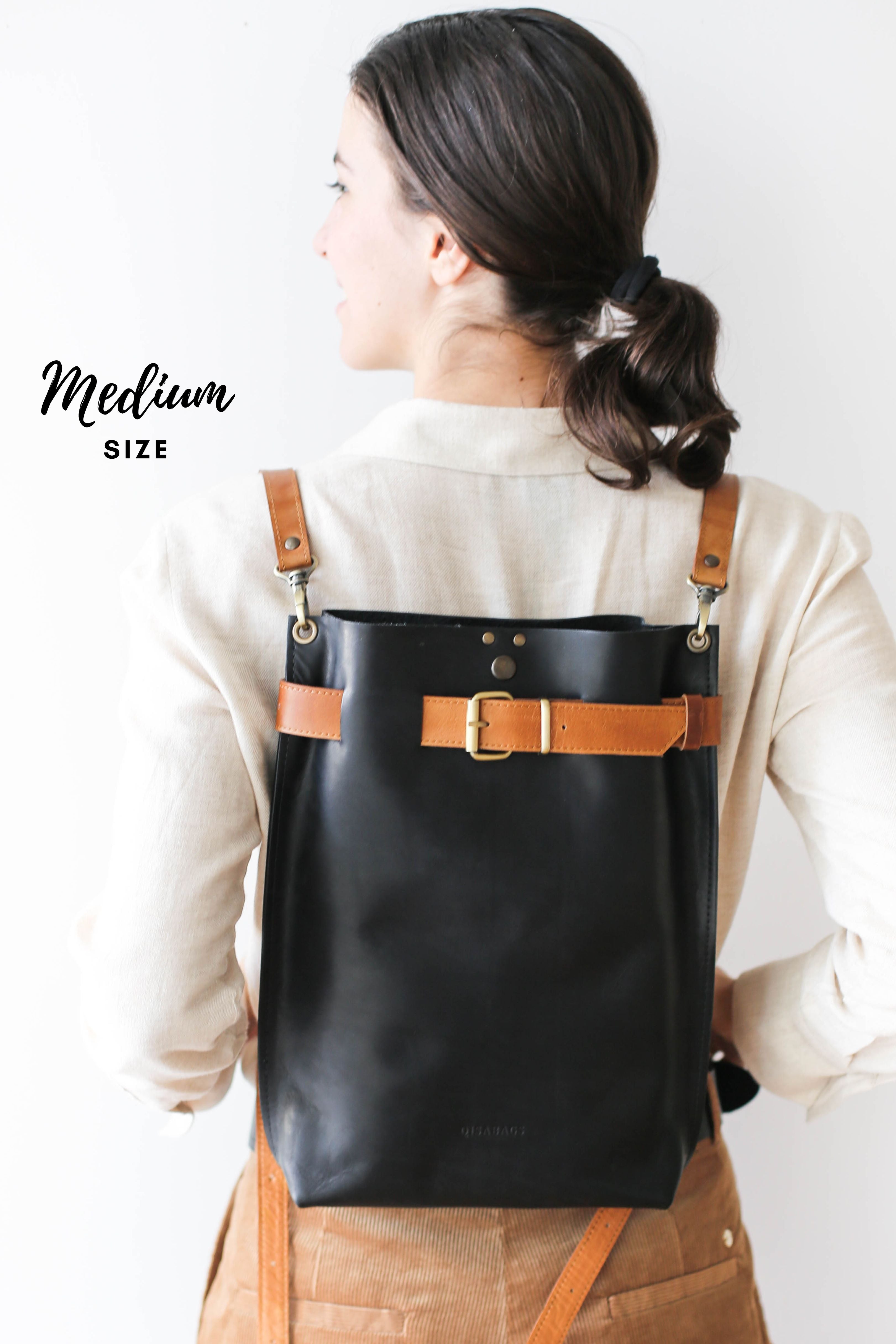 Large Leather Backpack - Dual Colors