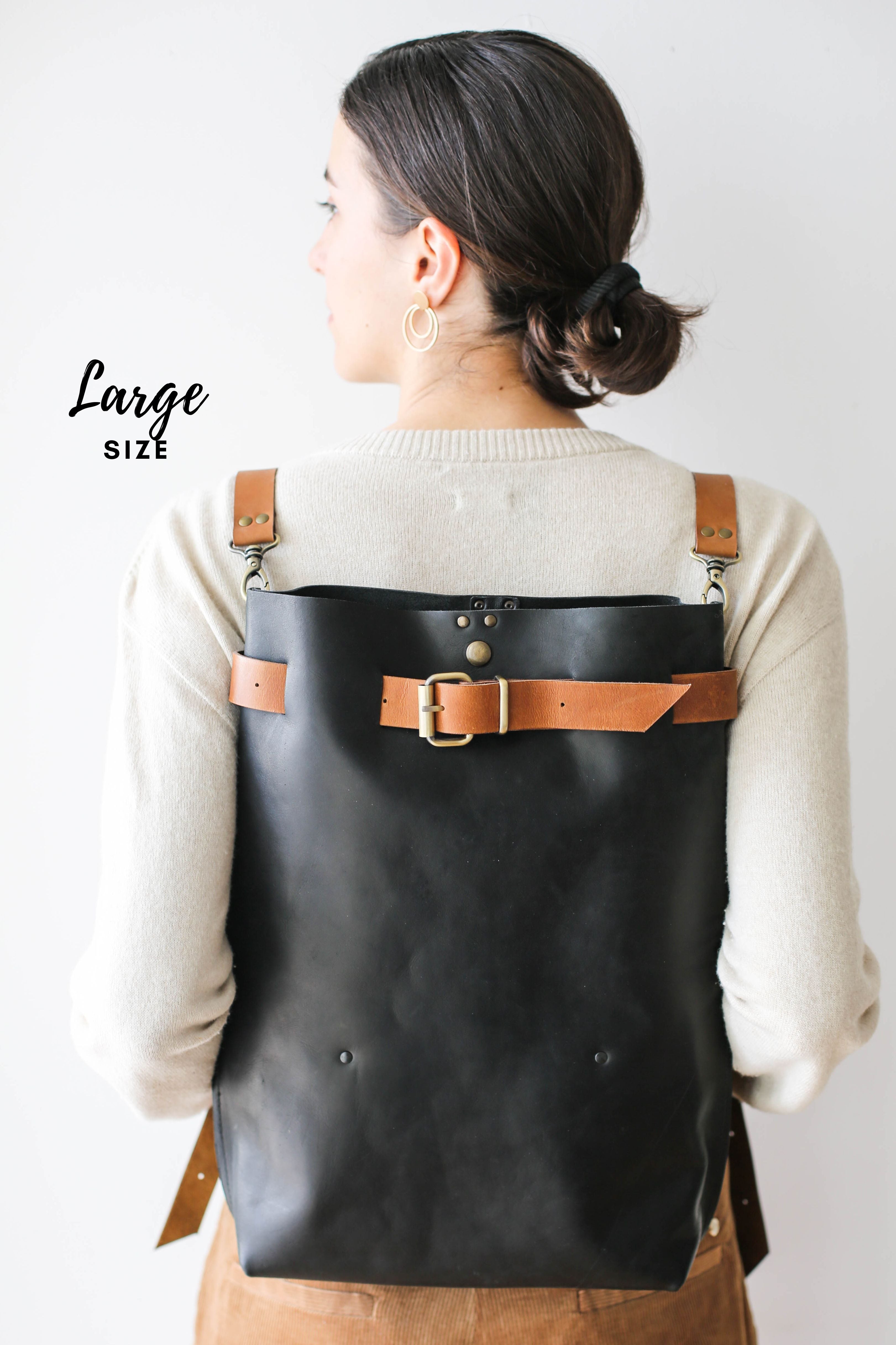 Large Leather Backpack - Dual Colors