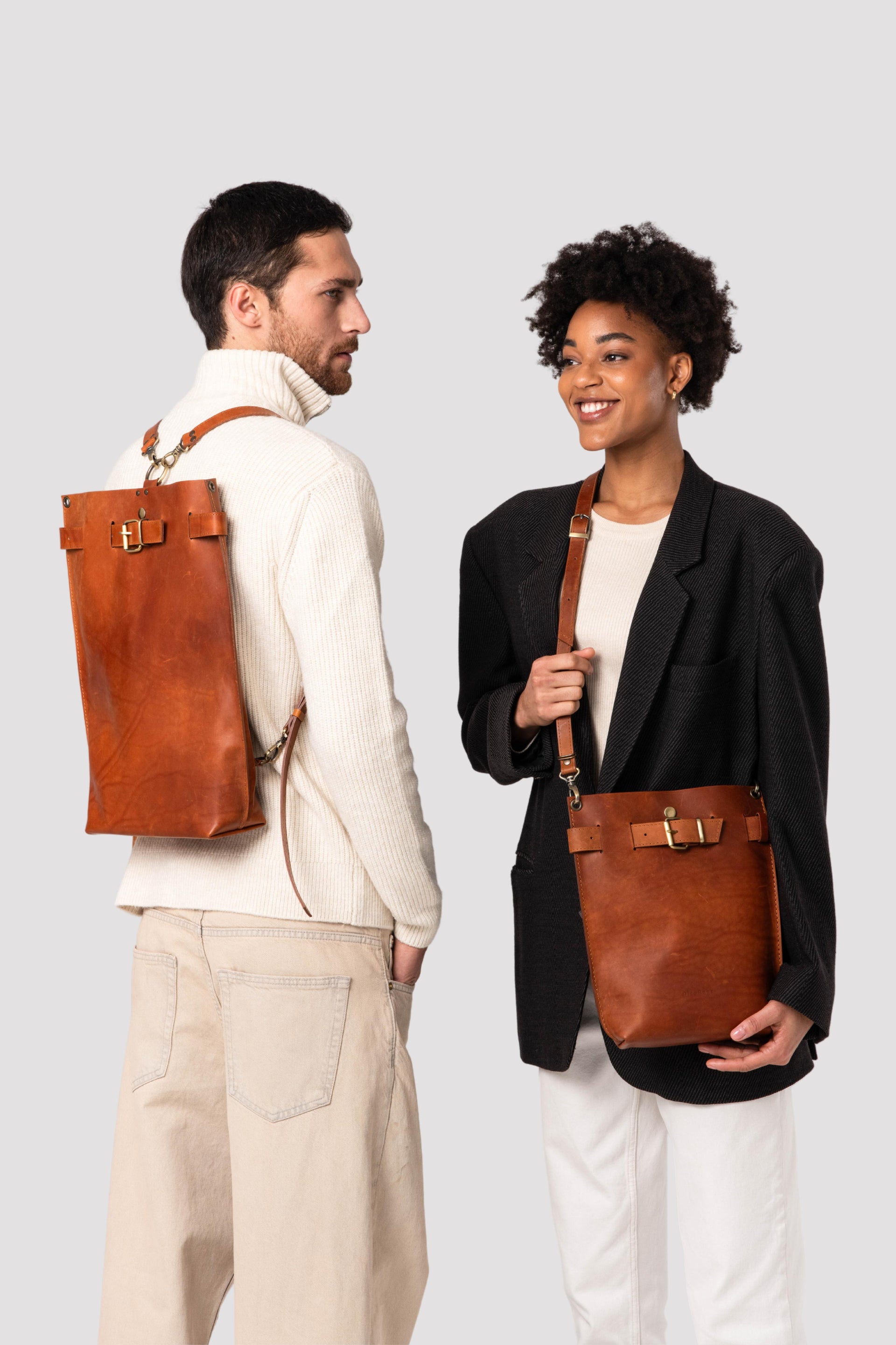 Brown Leather backpacks for men and women