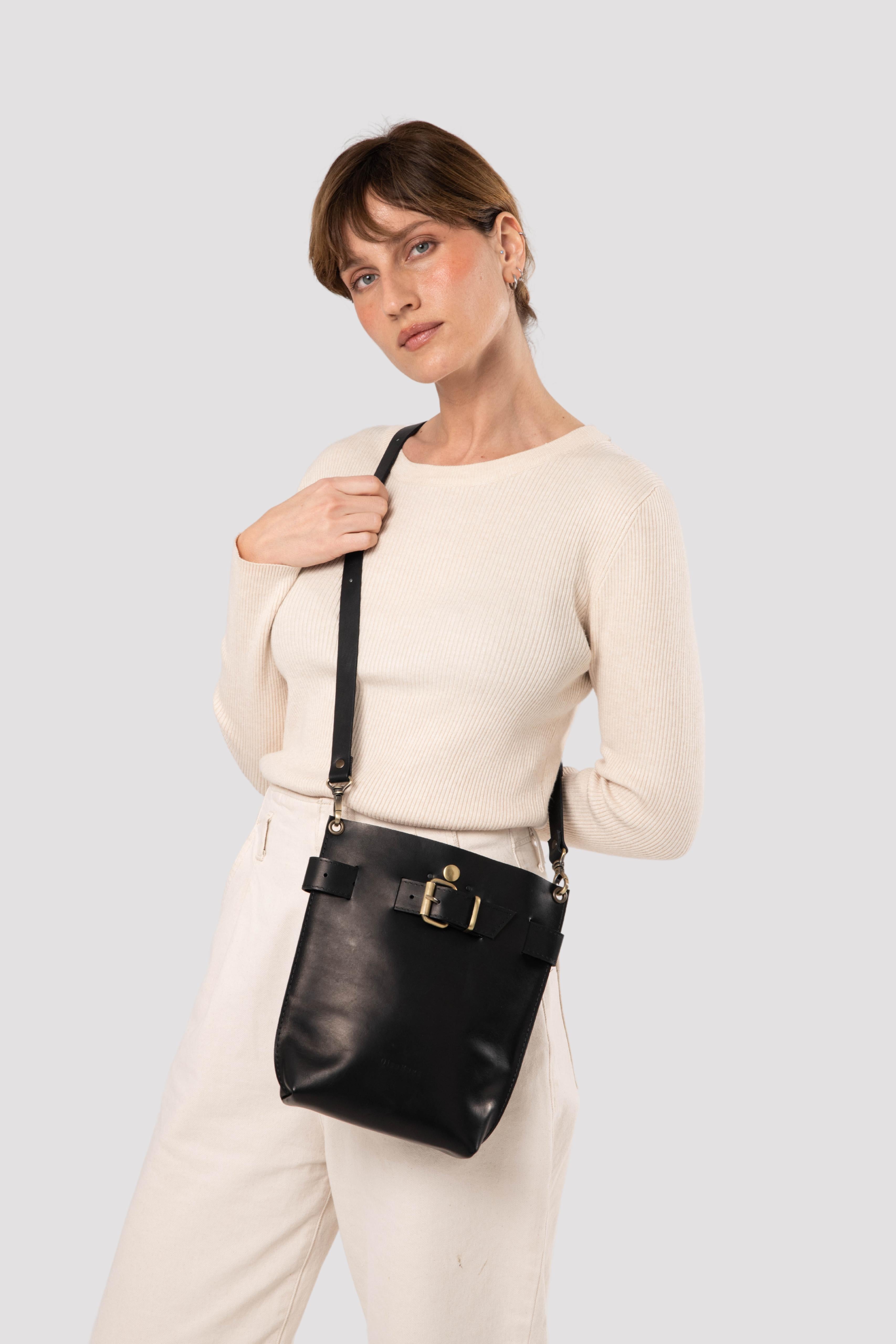 Black Leather Crossbody Bag