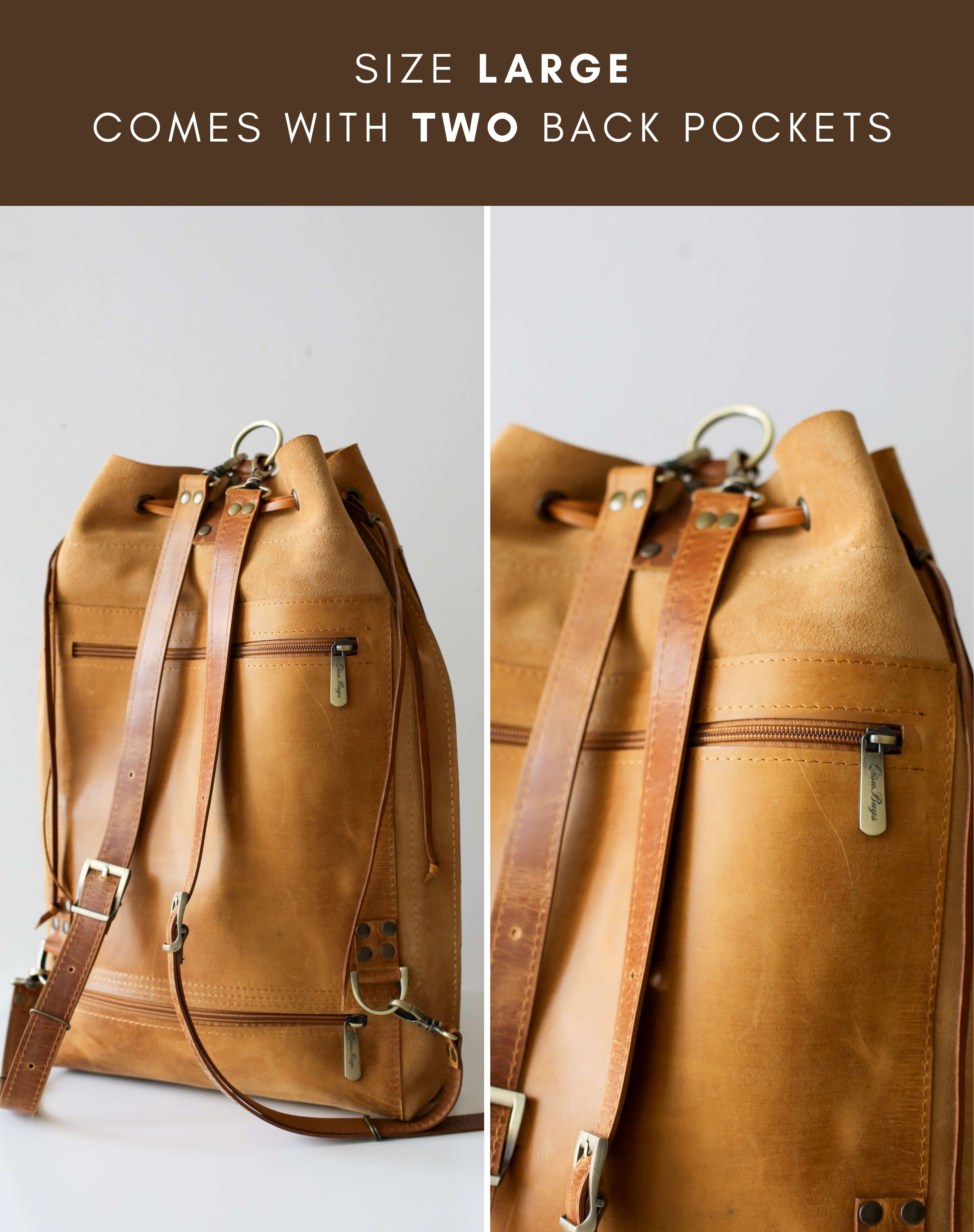 Brown Suede Leather Backpack