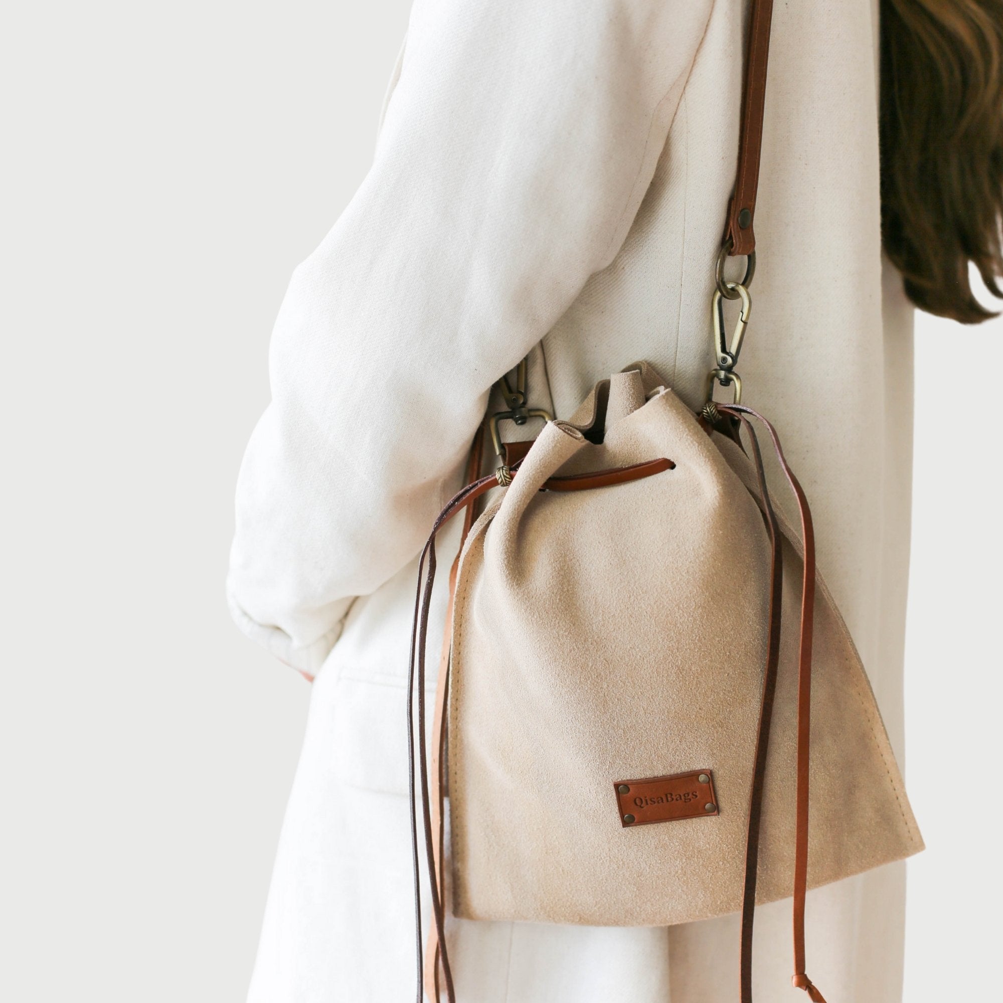 Suede Crossbody Pouch Bag