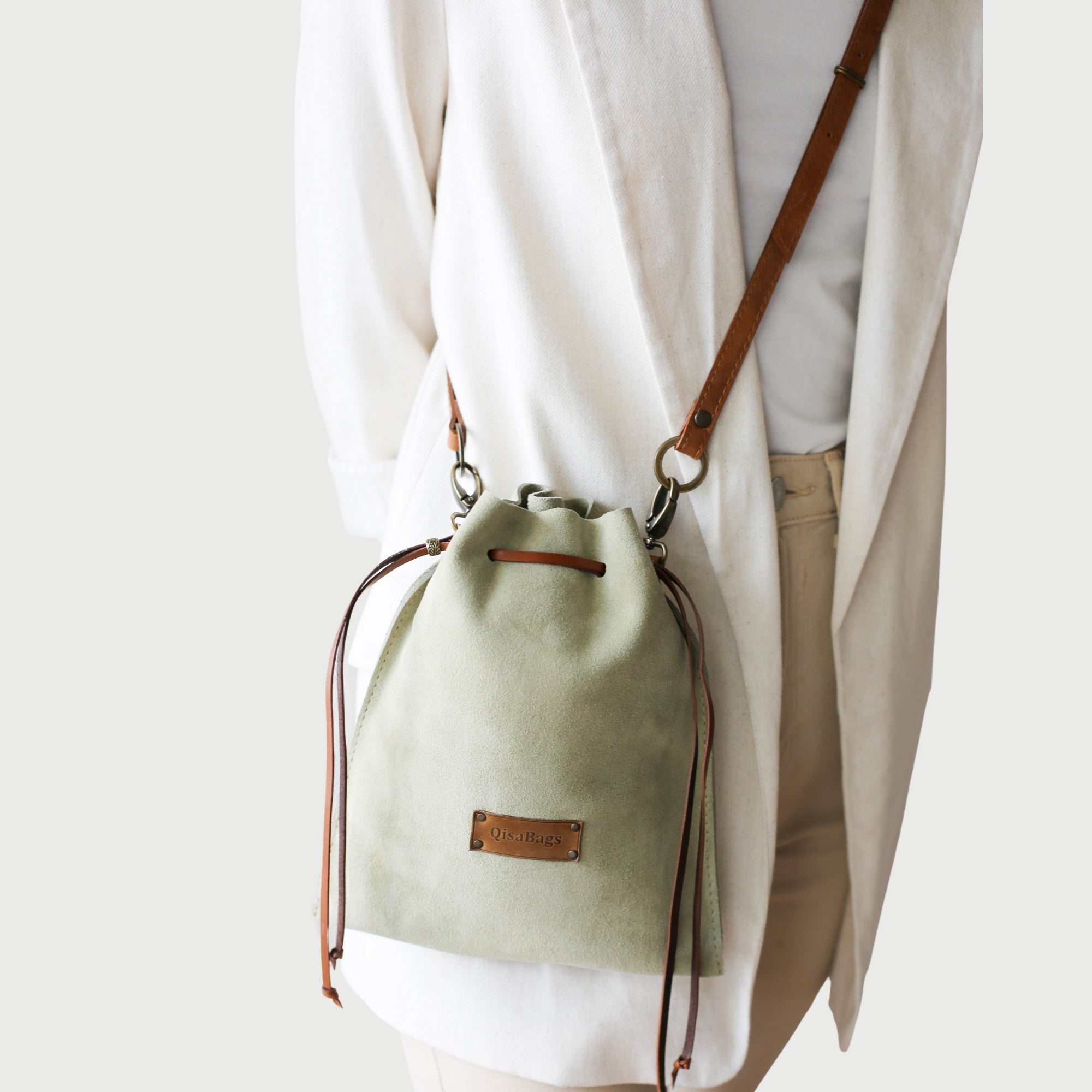 Suede Crossbody Pouch Bag