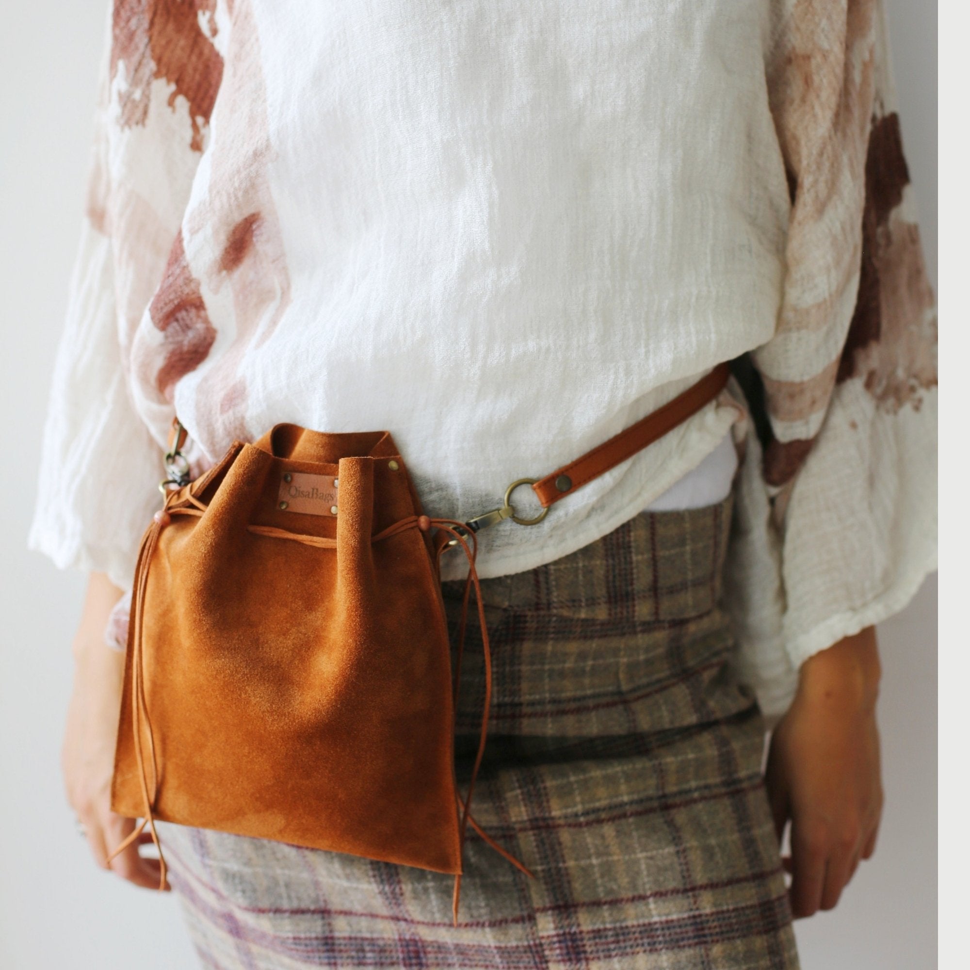 Suede Crossbody Pouch Bag