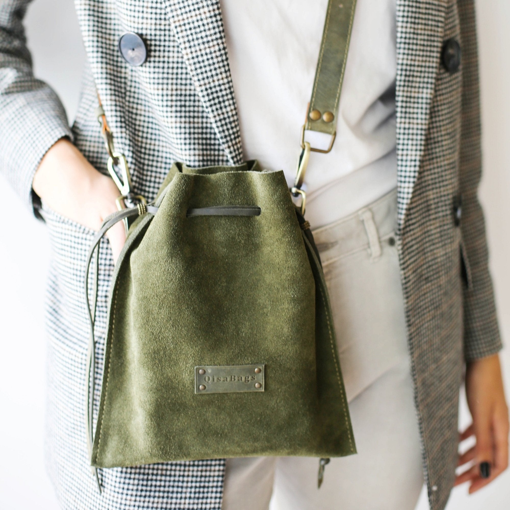 Suede Crossbody Pouch Bag