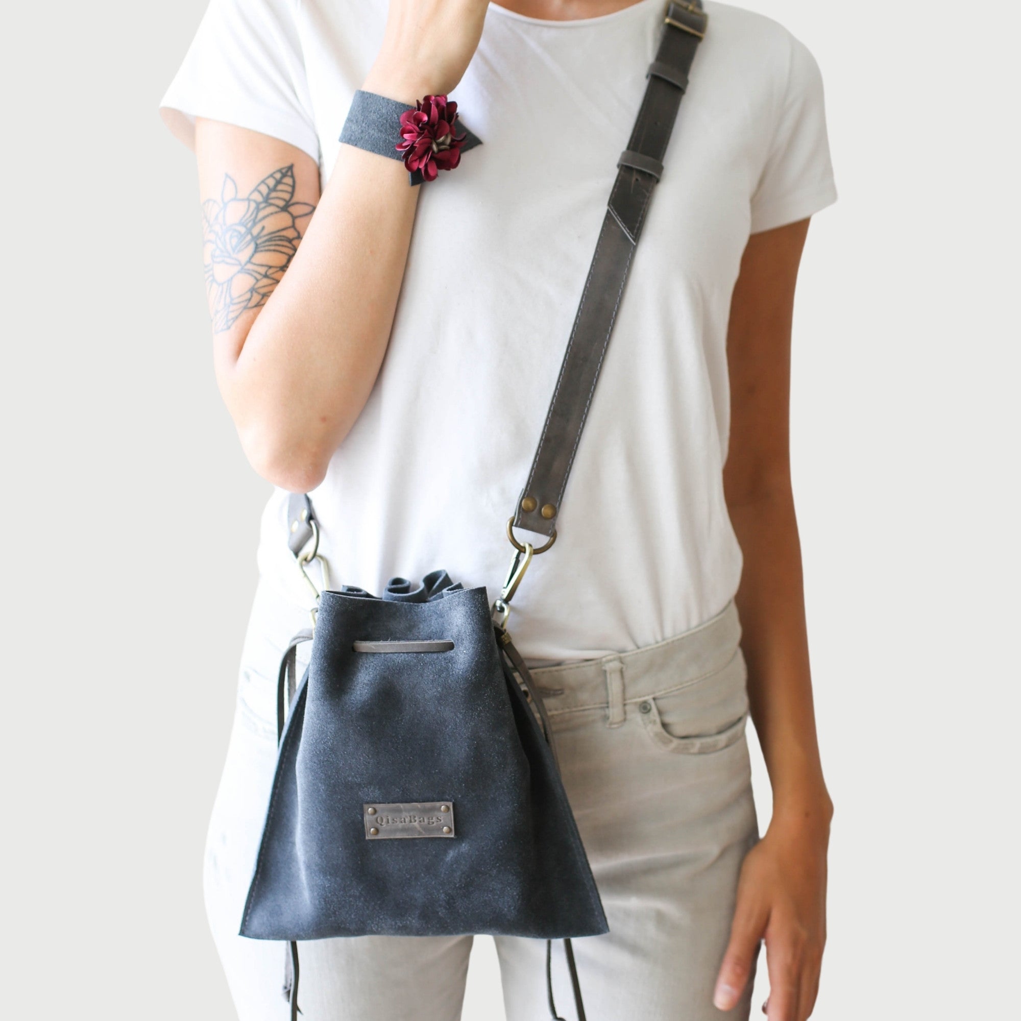 Suede Crossbody Pouch Bag