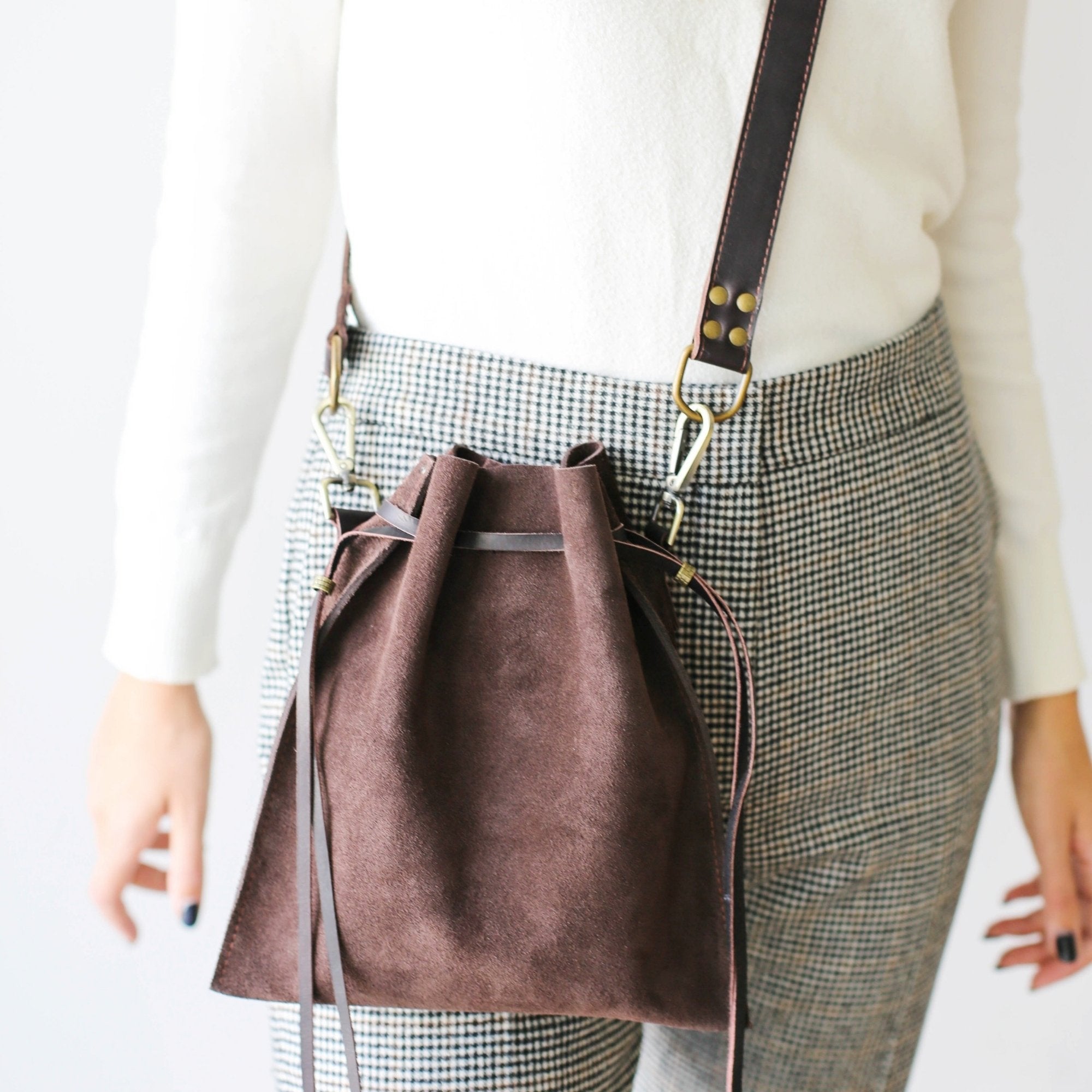 Suede Crossbody Pouch Bag